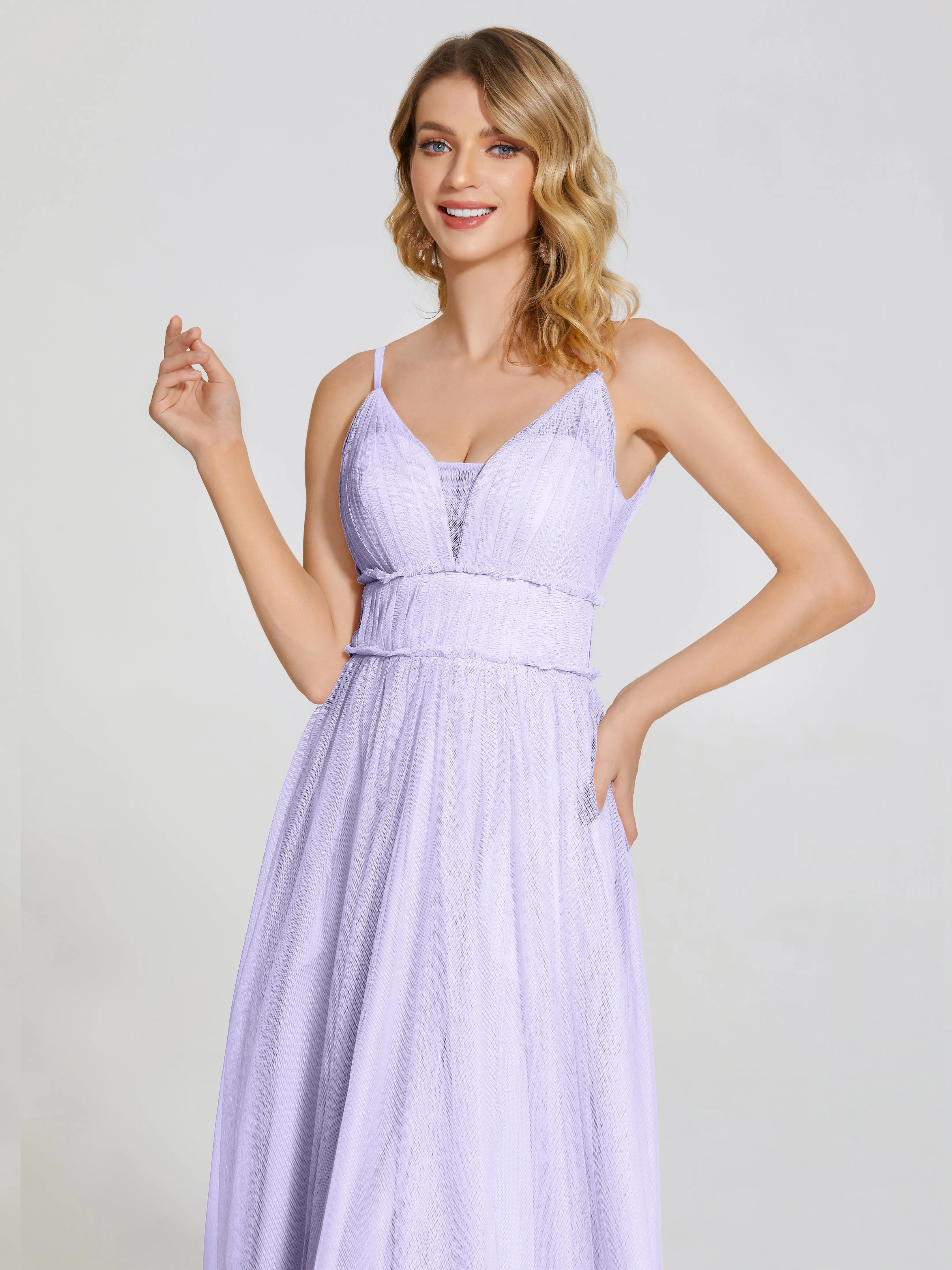 Alayna Elegant Spaghetti Straps Tulle Bridesmaid Dresses