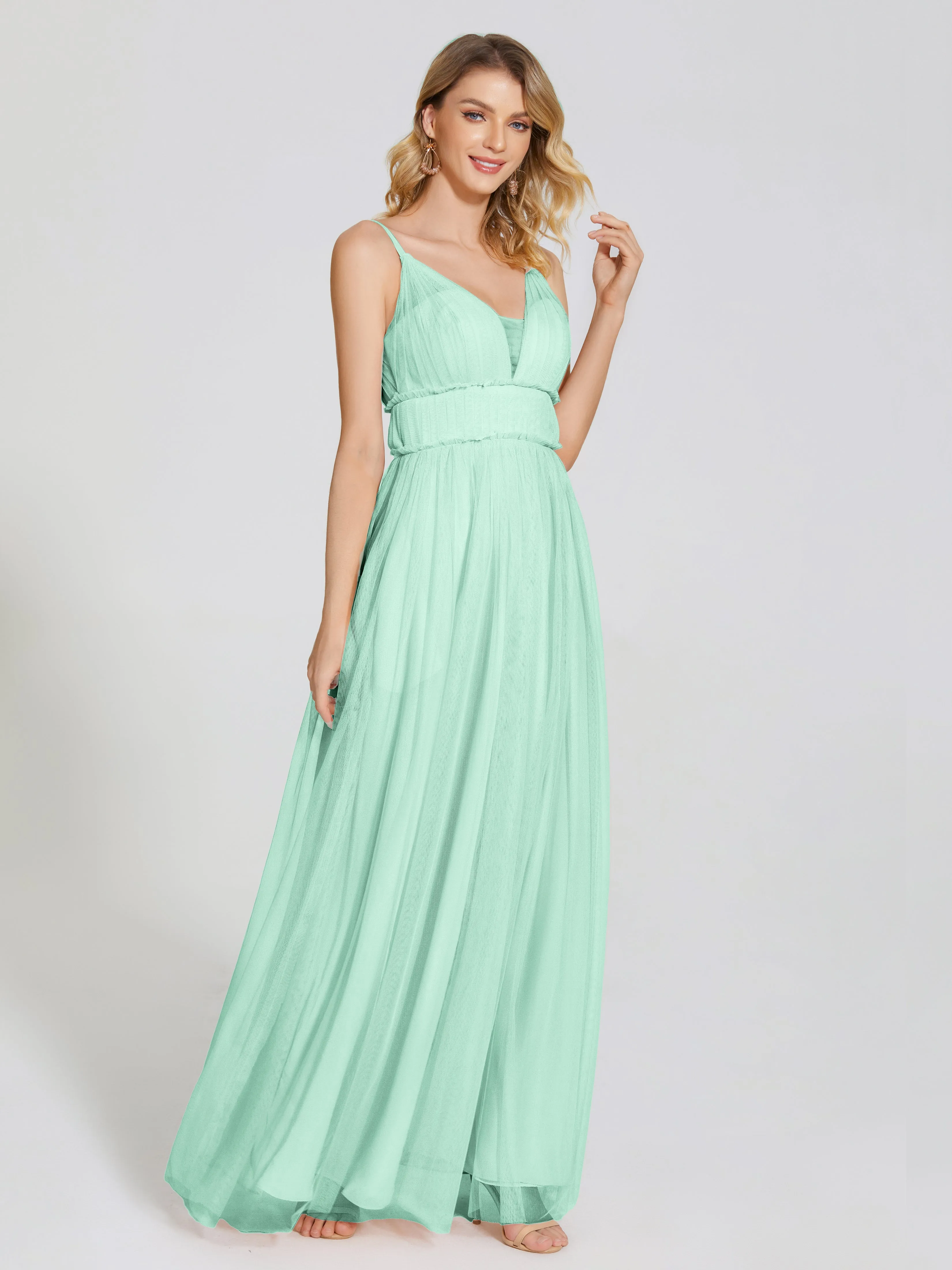 Alayna Elegant Spaghetti Straps Tulle Bridesmaid Dresses