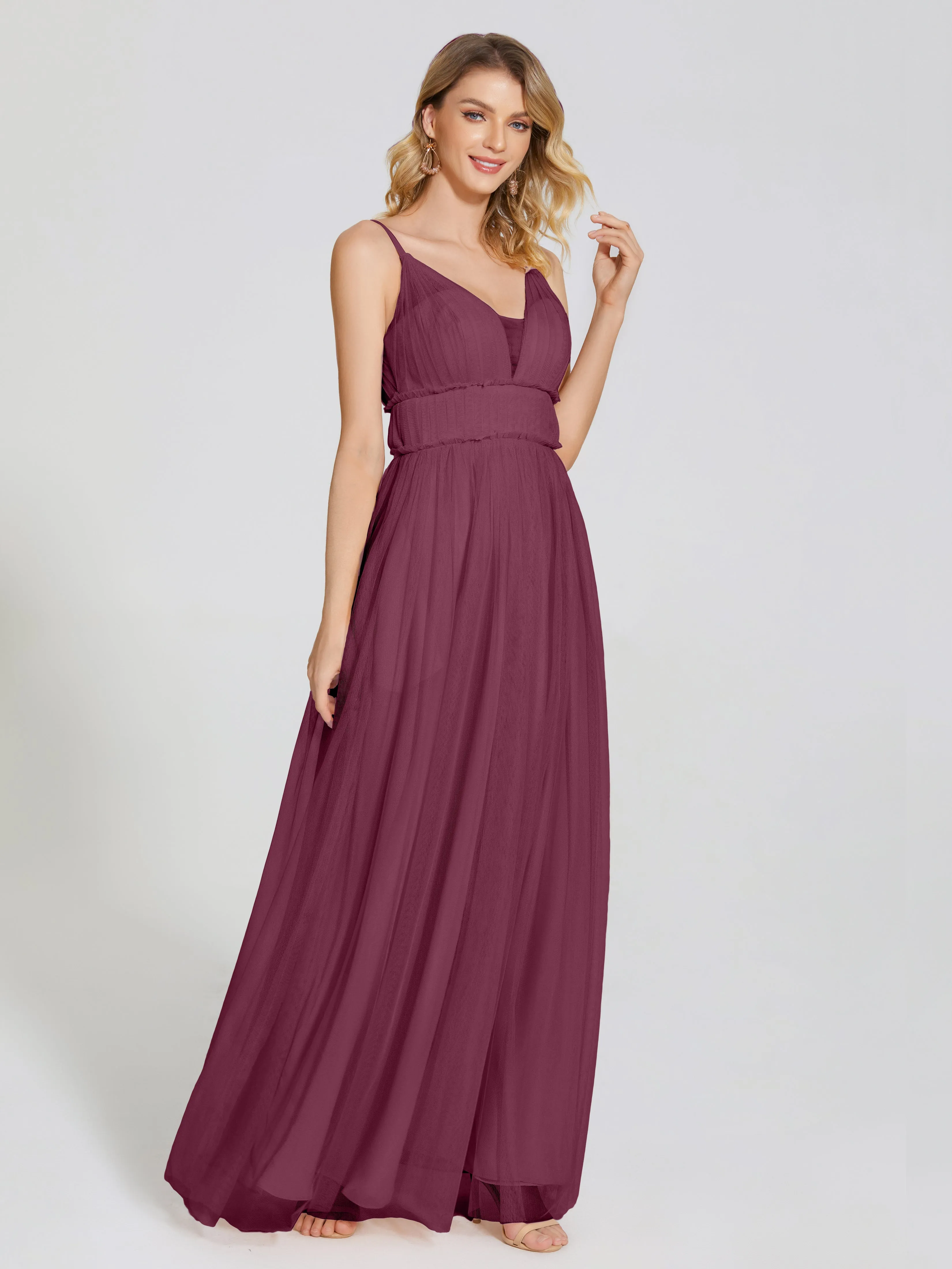 Alayna Elegant Spaghetti Straps Tulle Bridesmaid Dresses