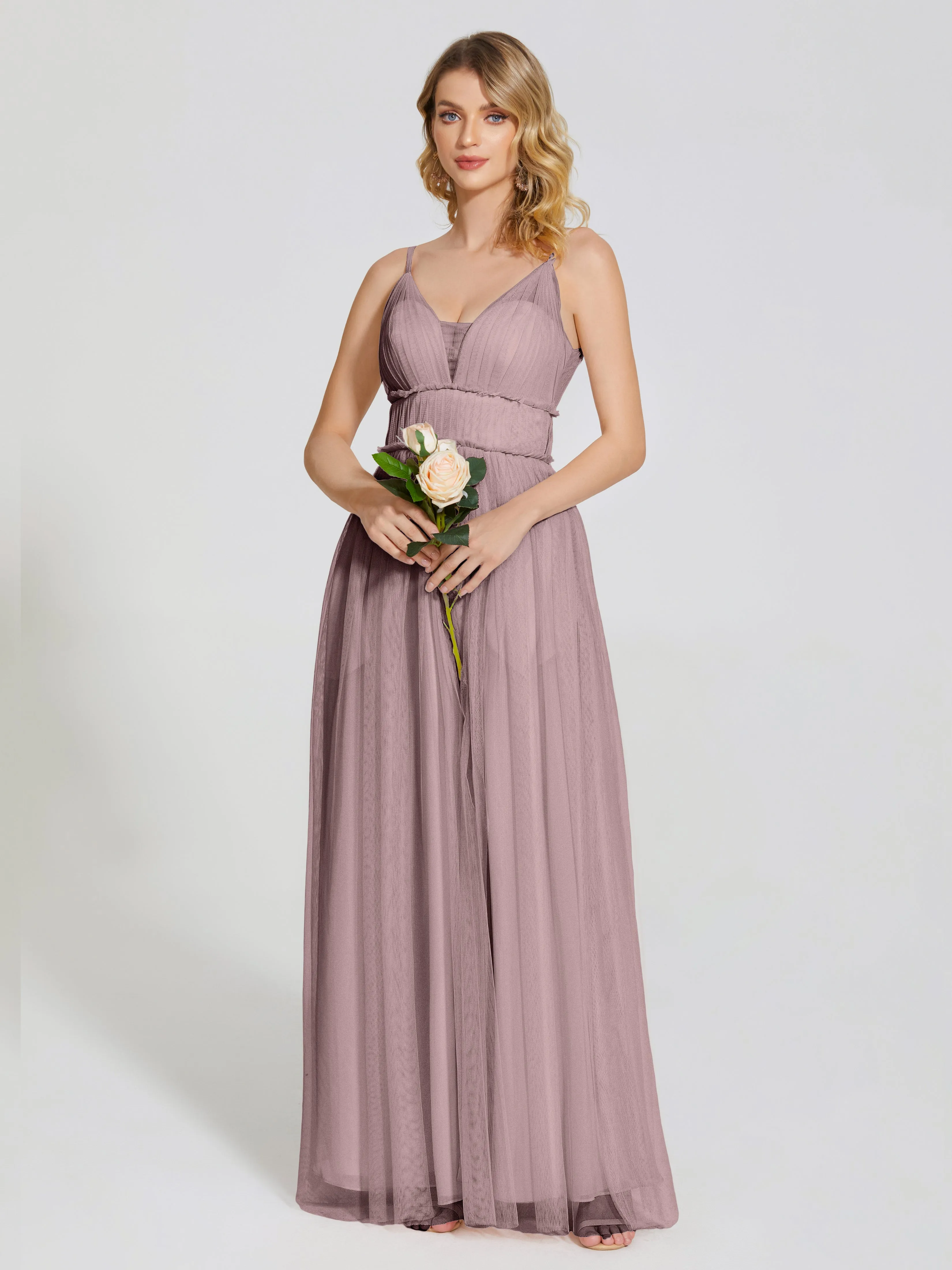Alayna Elegant Spaghetti Straps Tulle Bridesmaid Dresses