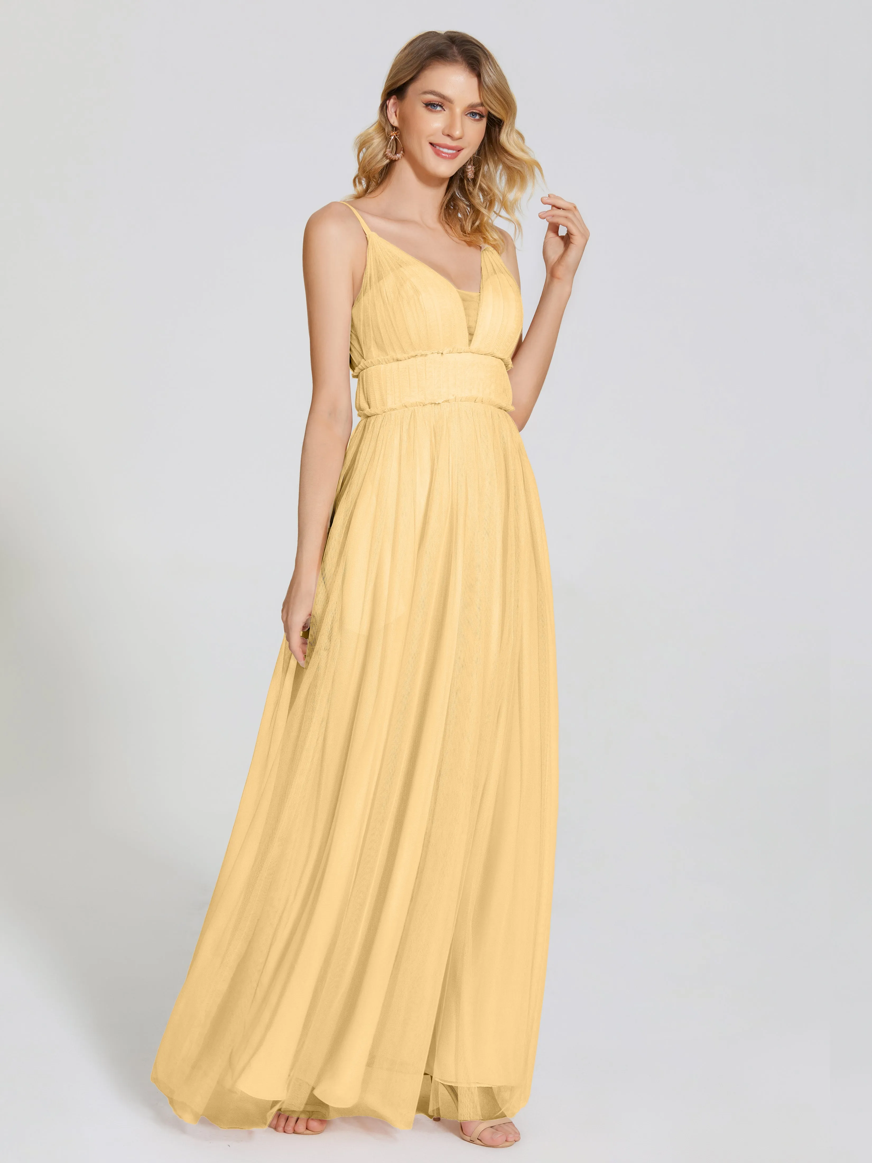 Alayna Elegant Spaghetti Straps Tulle Bridesmaid Dresses