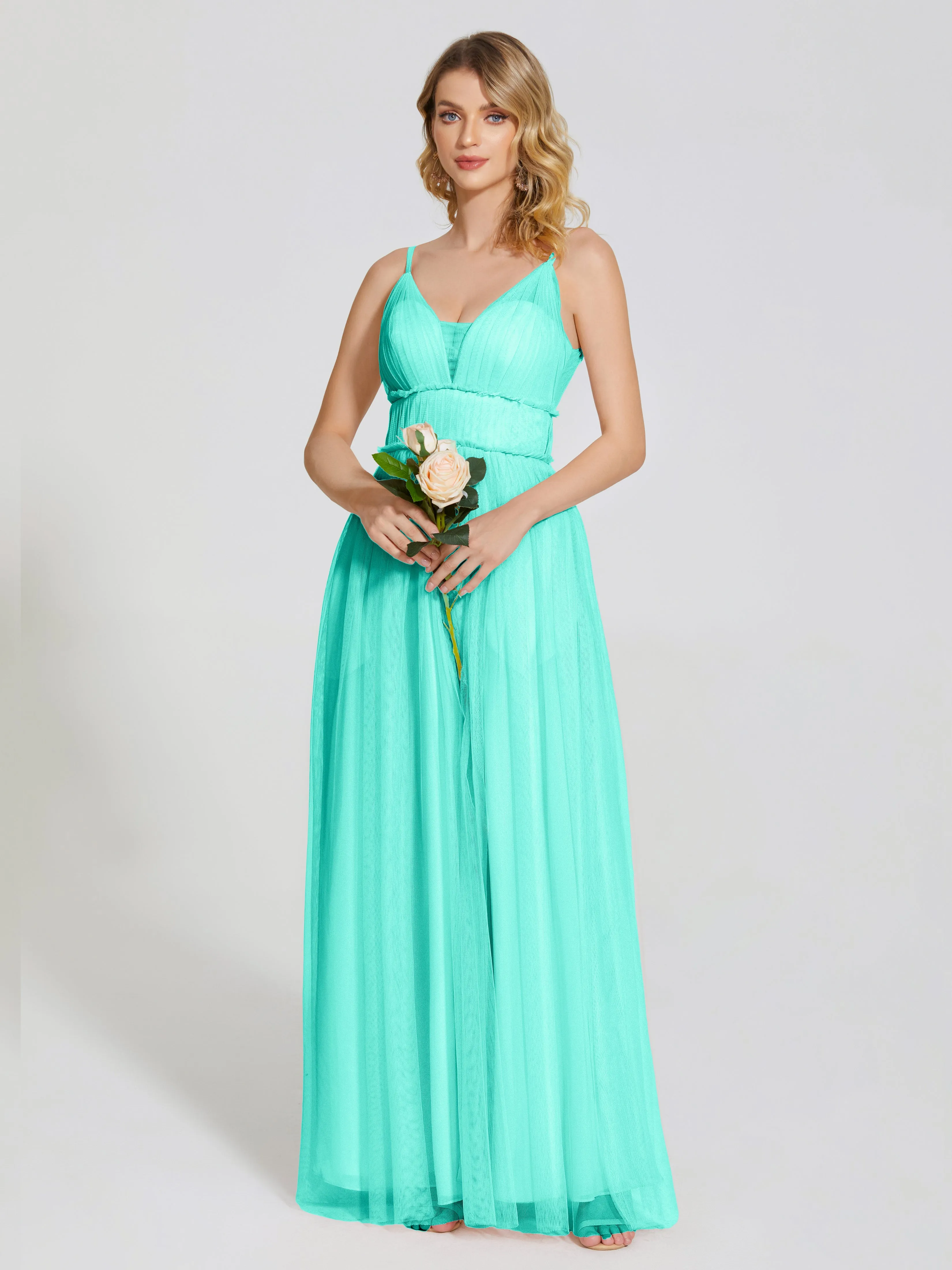 Alayna Elegant Spaghetti Straps Tulle Bridesmaid Dresses