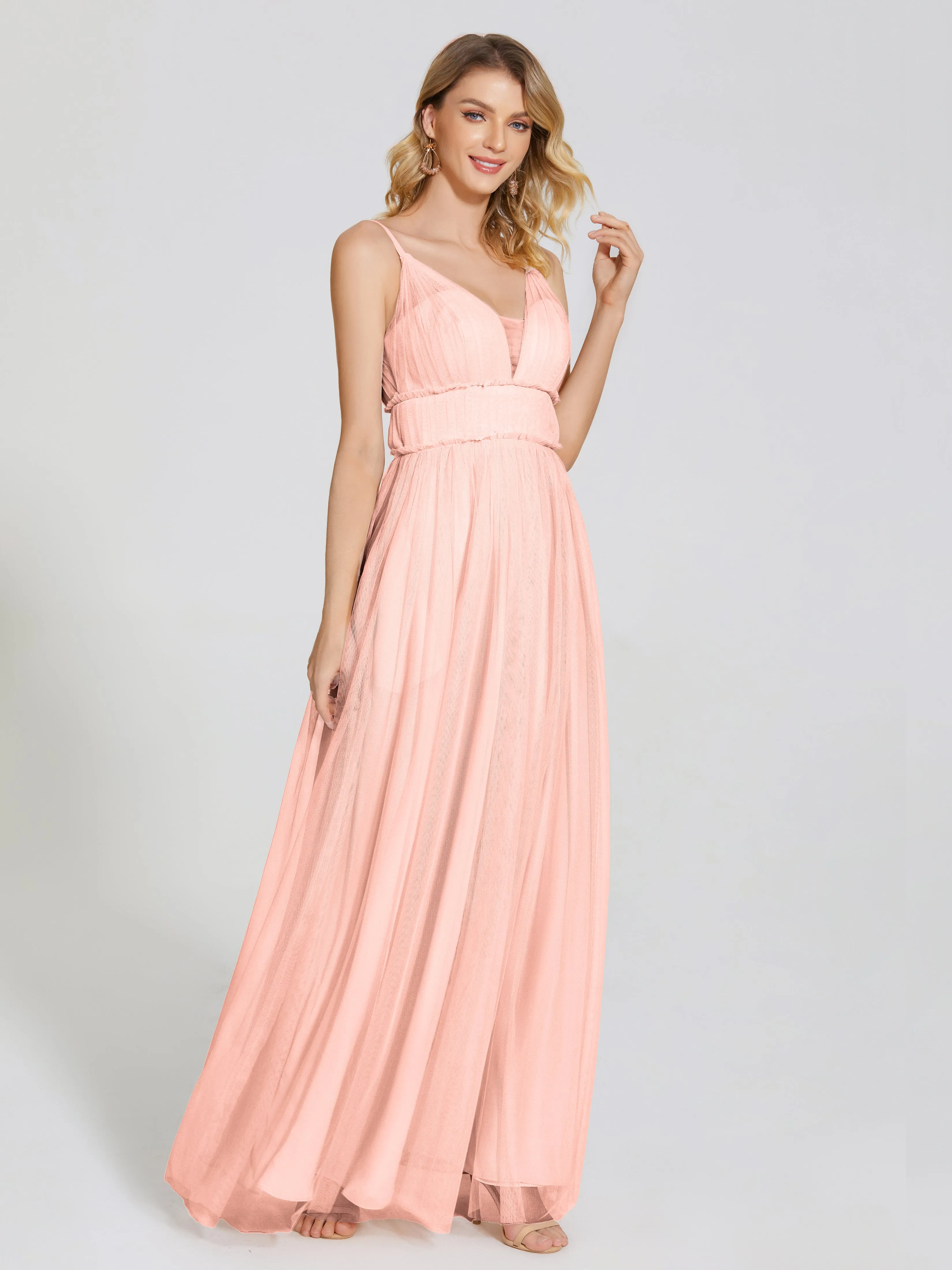 Alayna Elegant Spaghetti Straps Tulle Bridesmaid Dresses