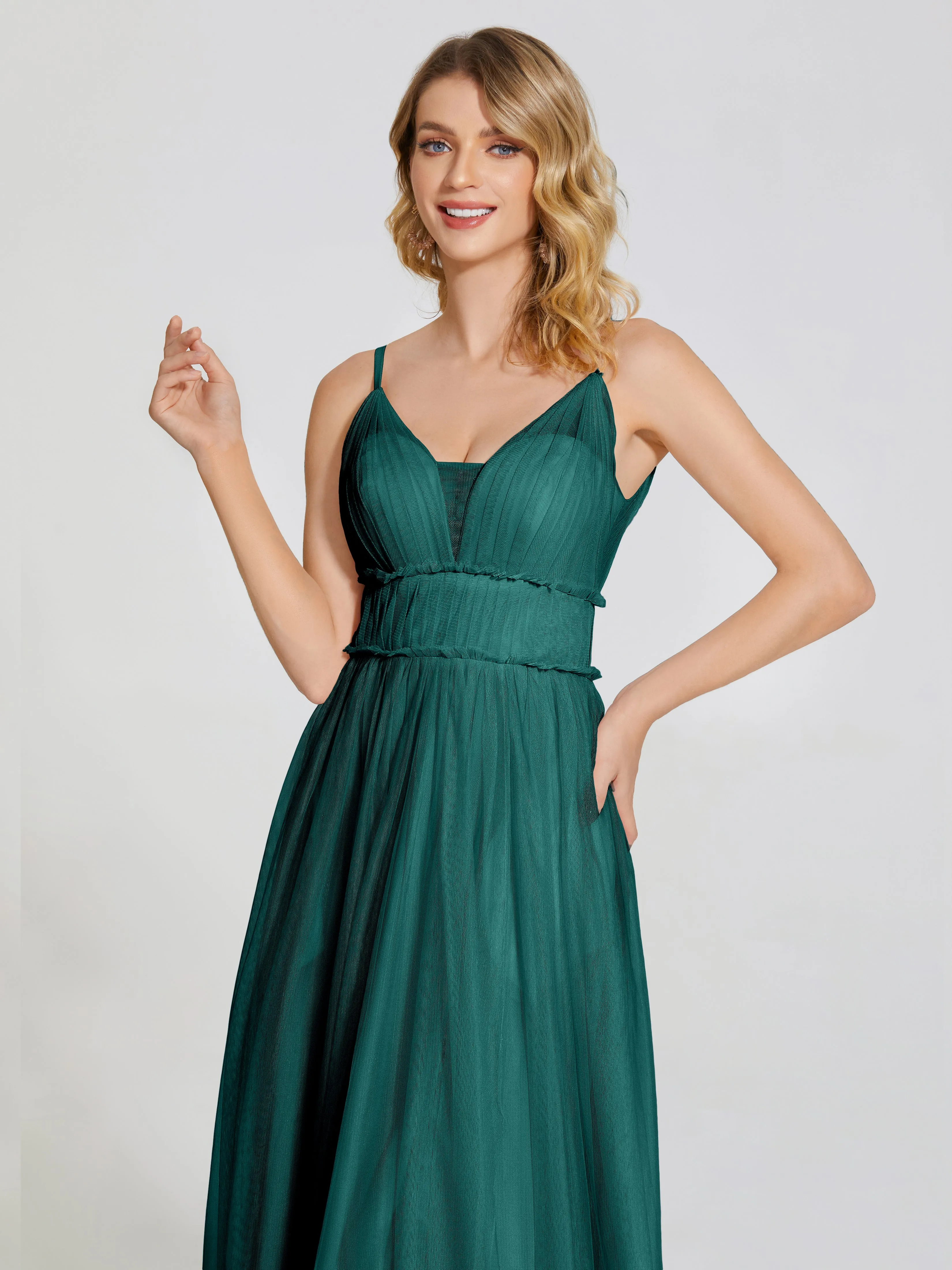 Alayna Elegant Spaghetti Straps Tulle Bridesmaid Dresses