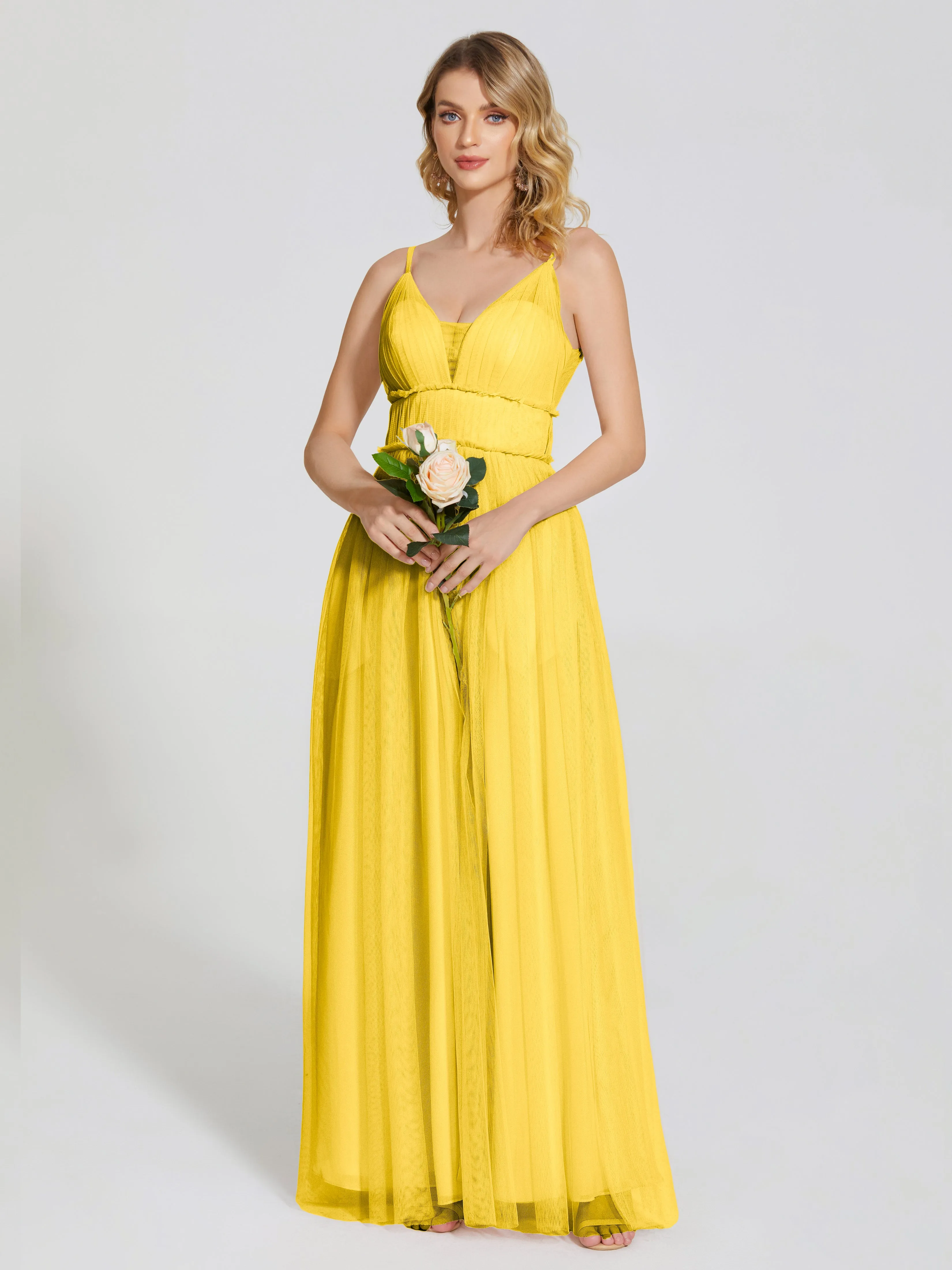 Alayna Elegant Spaghetti Straps Tulle Bridesmaid Dresses