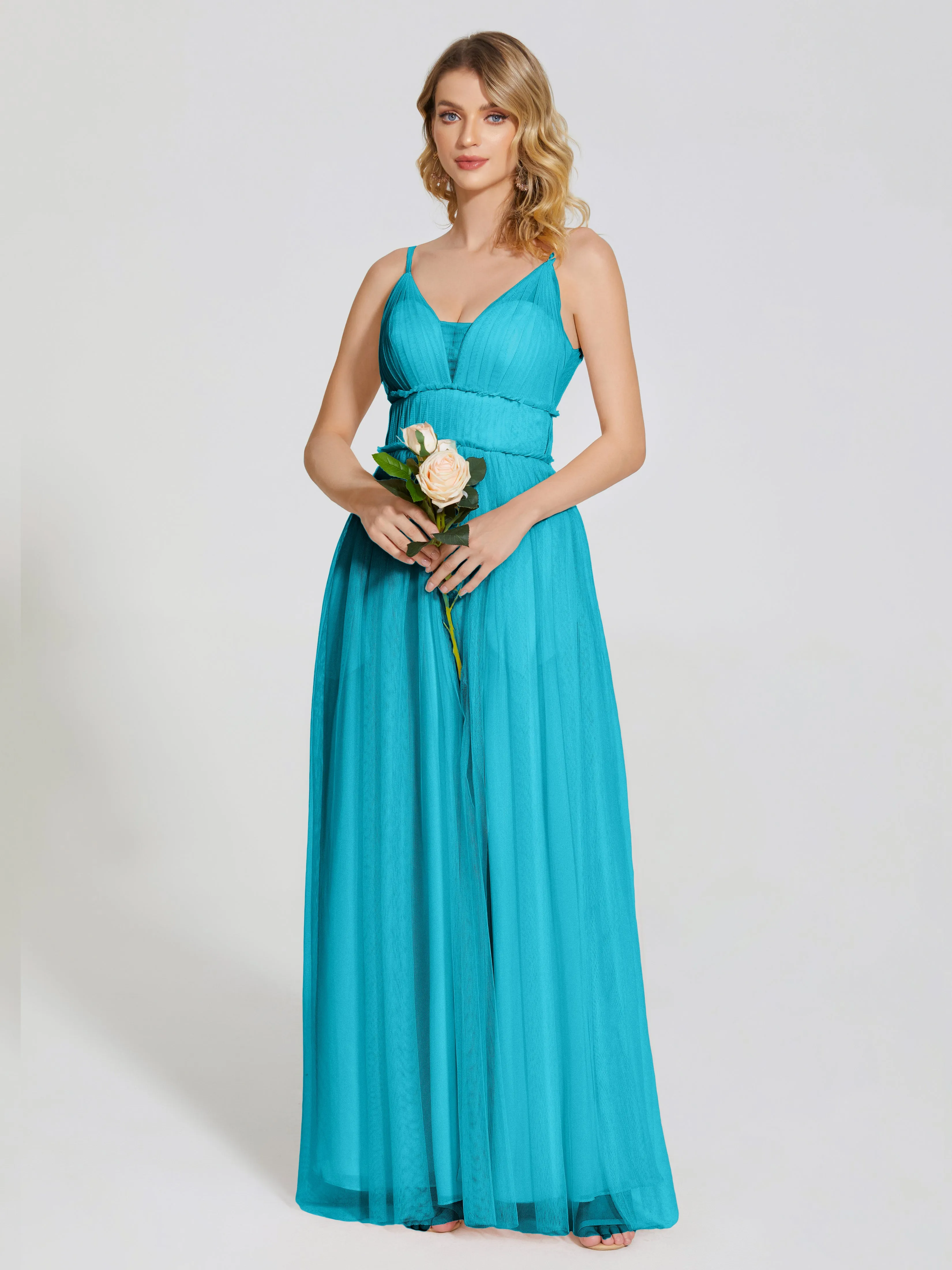 Alayna Elegant Spaghetti Straps Tulle Bridesmaid Dresses
