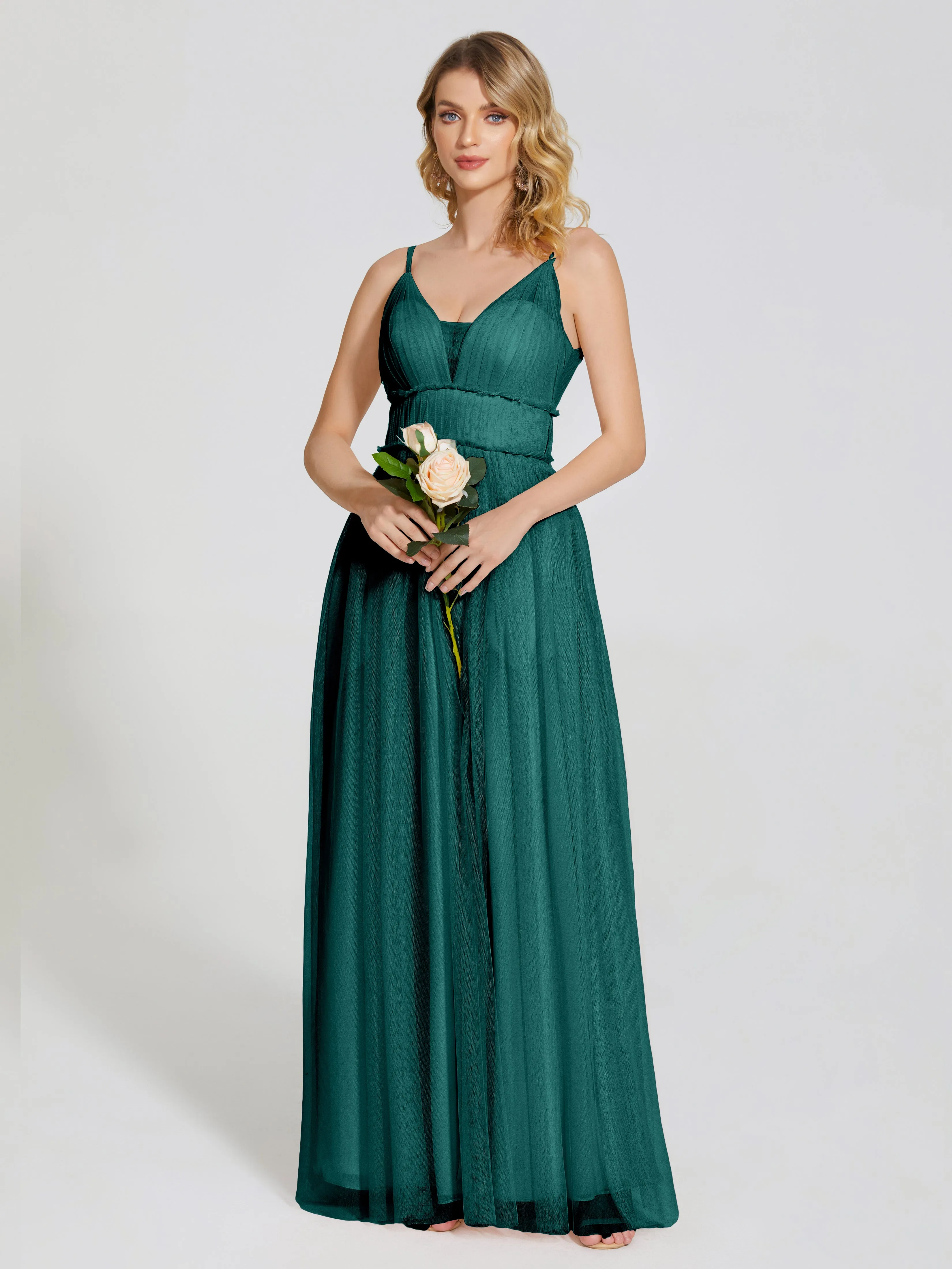 Alayna Elegant Spaghetti Straps Tulle Bridesmaid Dresses
