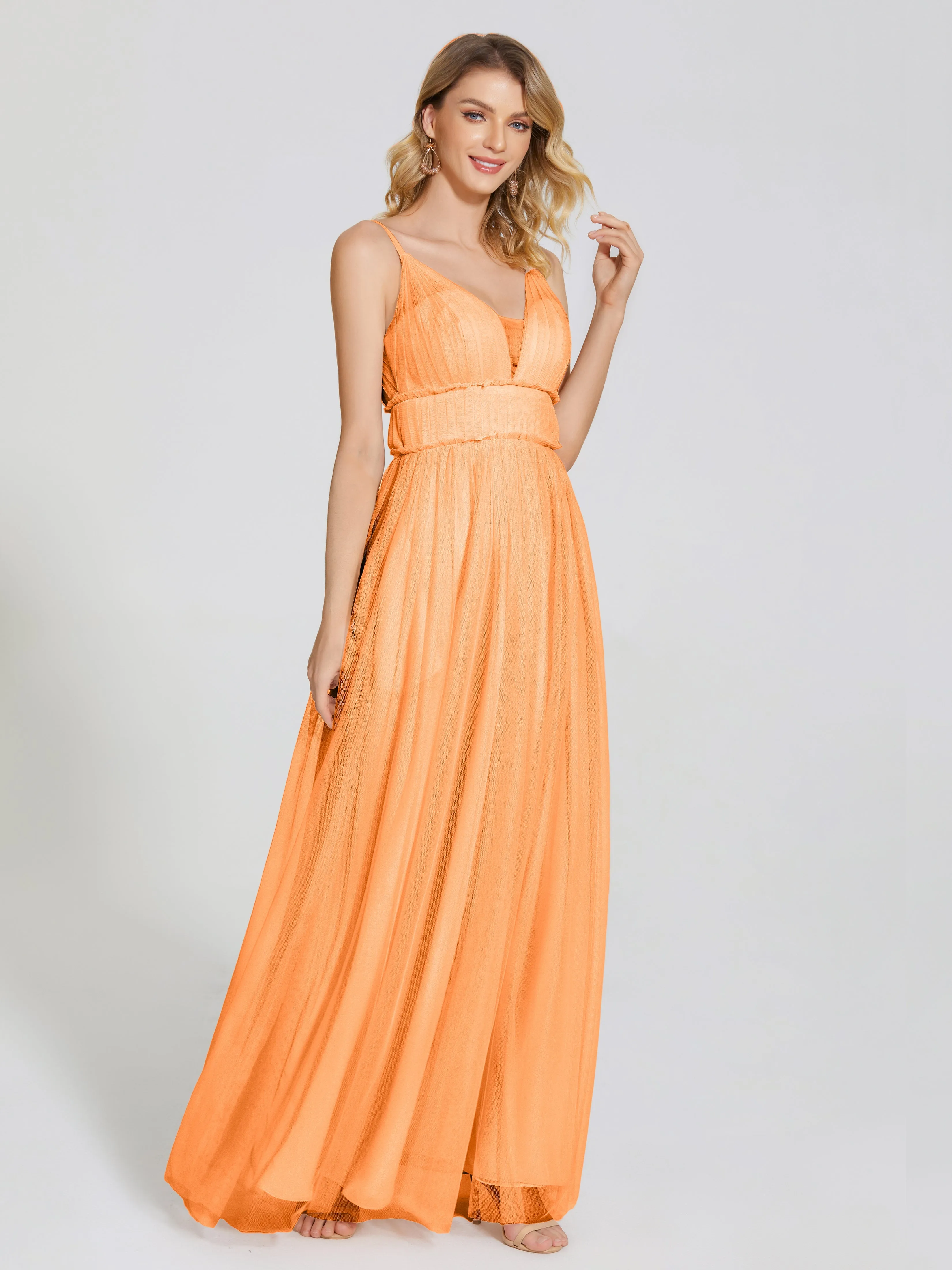 Alayna Elegant Spaghetti Straps Tulle Bridesmaid Dresses