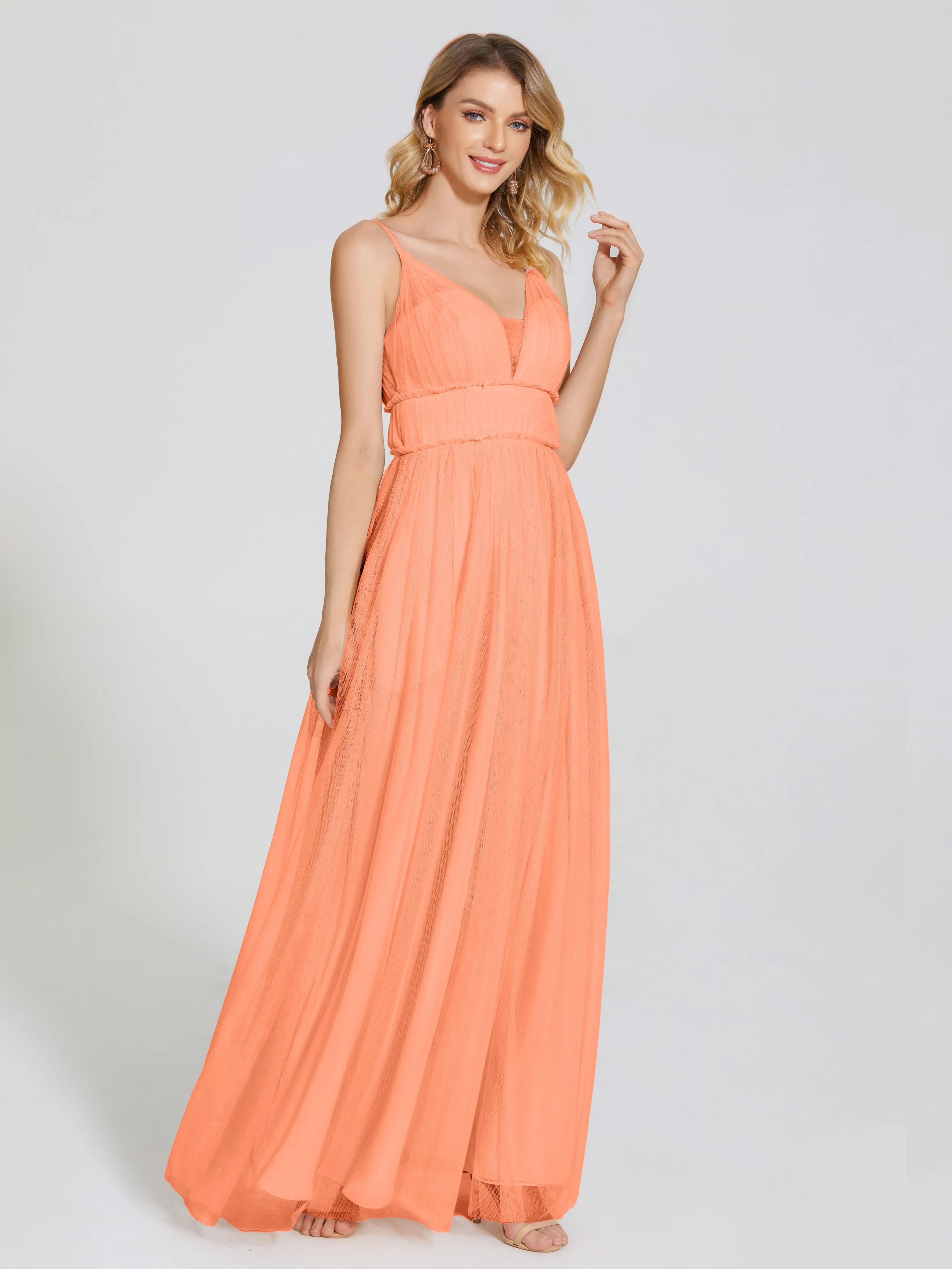 Alayna Elegant Spaghetti Straps Tulle Bridesmaid Dresses