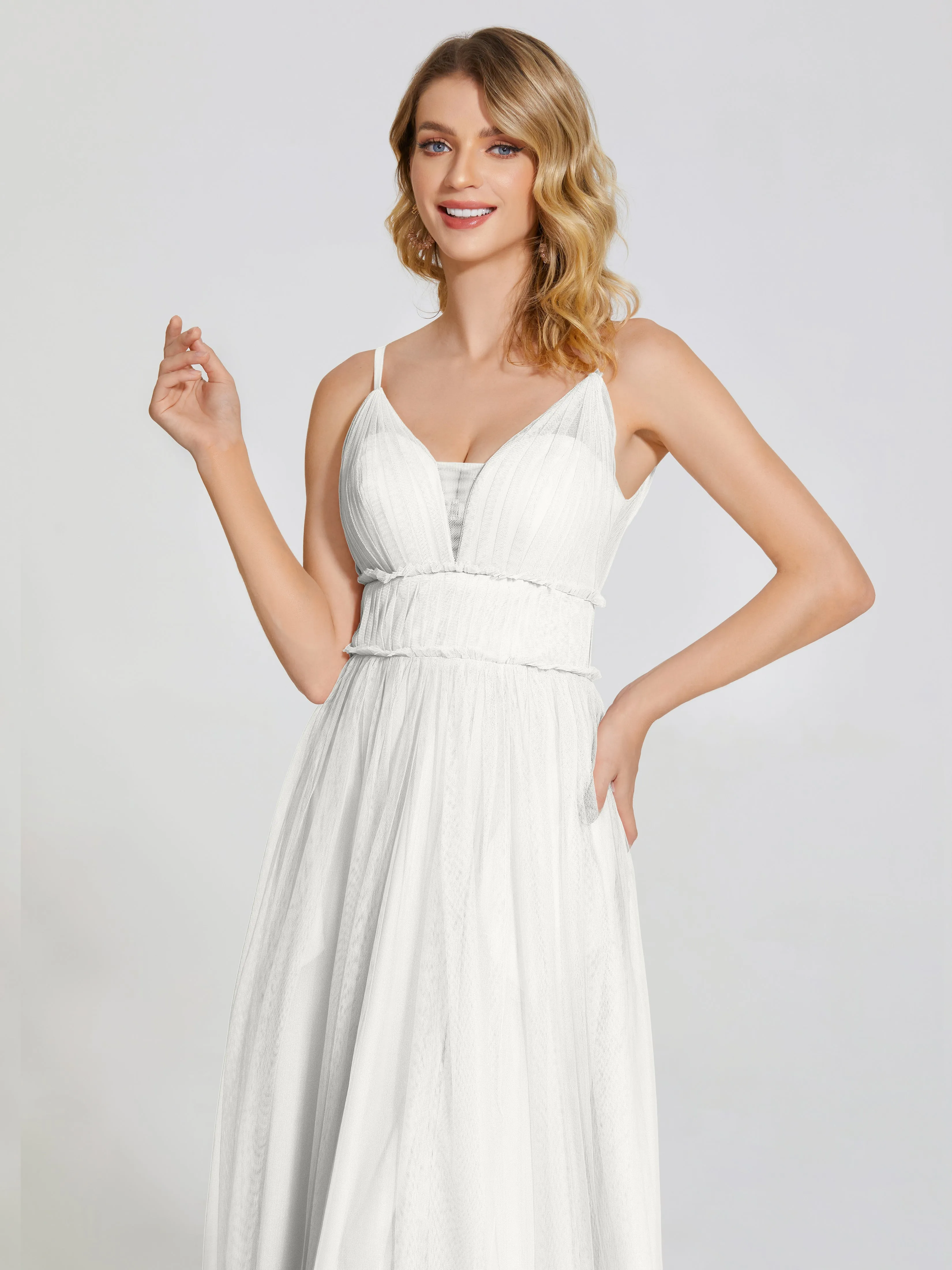 Alayna Elegant Spaghetti Straps Tulle Bridesmaid Dresses