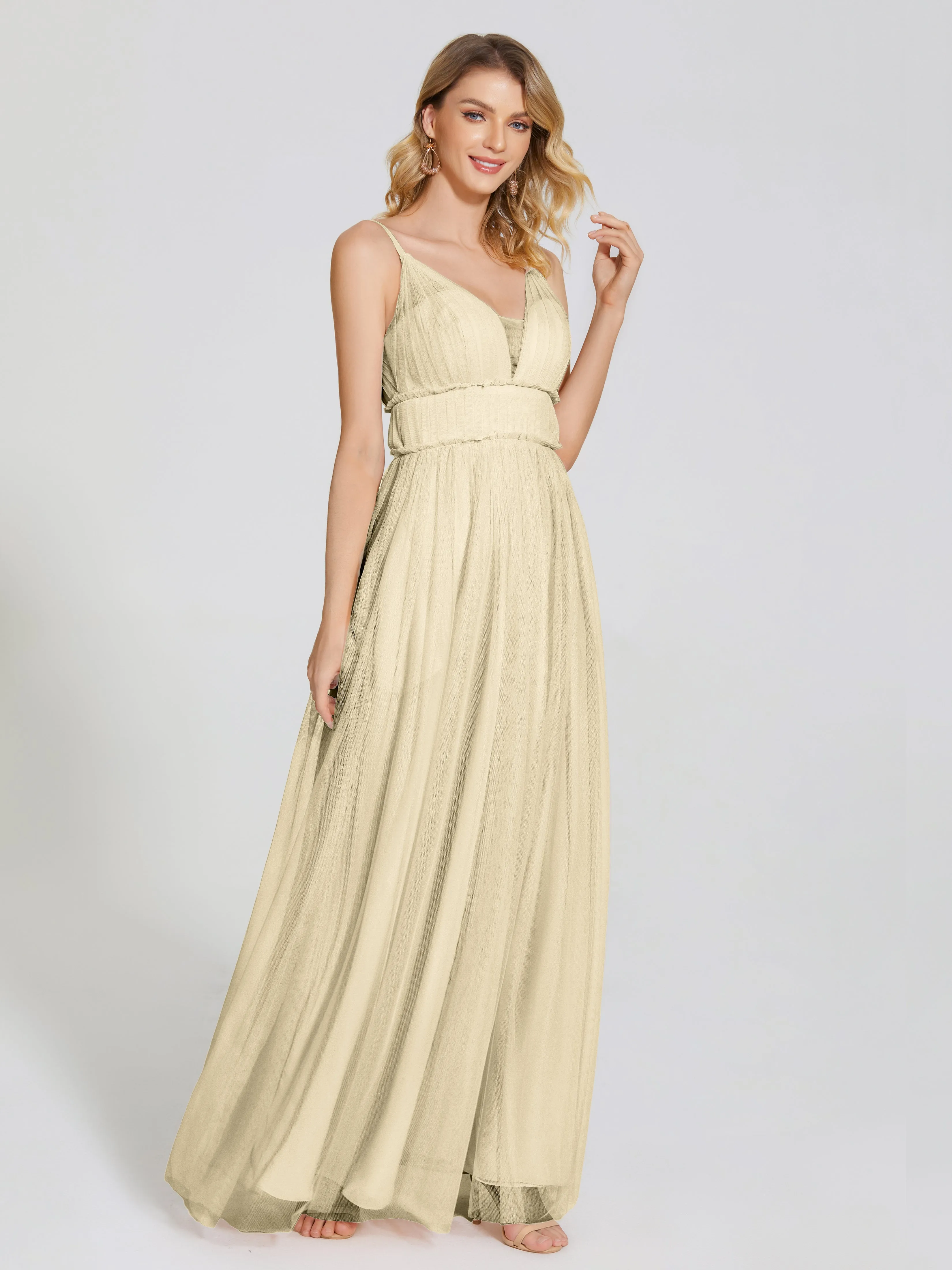 Alayna Elegant Spaghetti Straps Tulle Bridesmaid Dresses