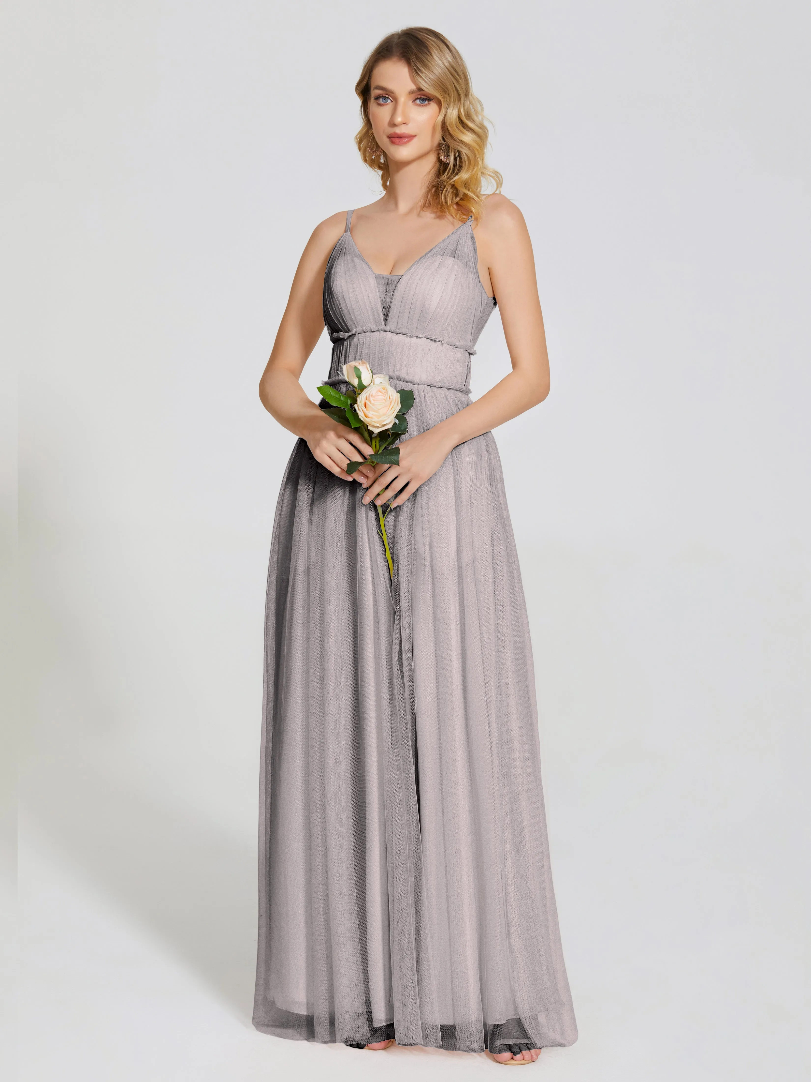 Alayna Elegant Spaghetti Straps Tulle Bridesmaid Dresses