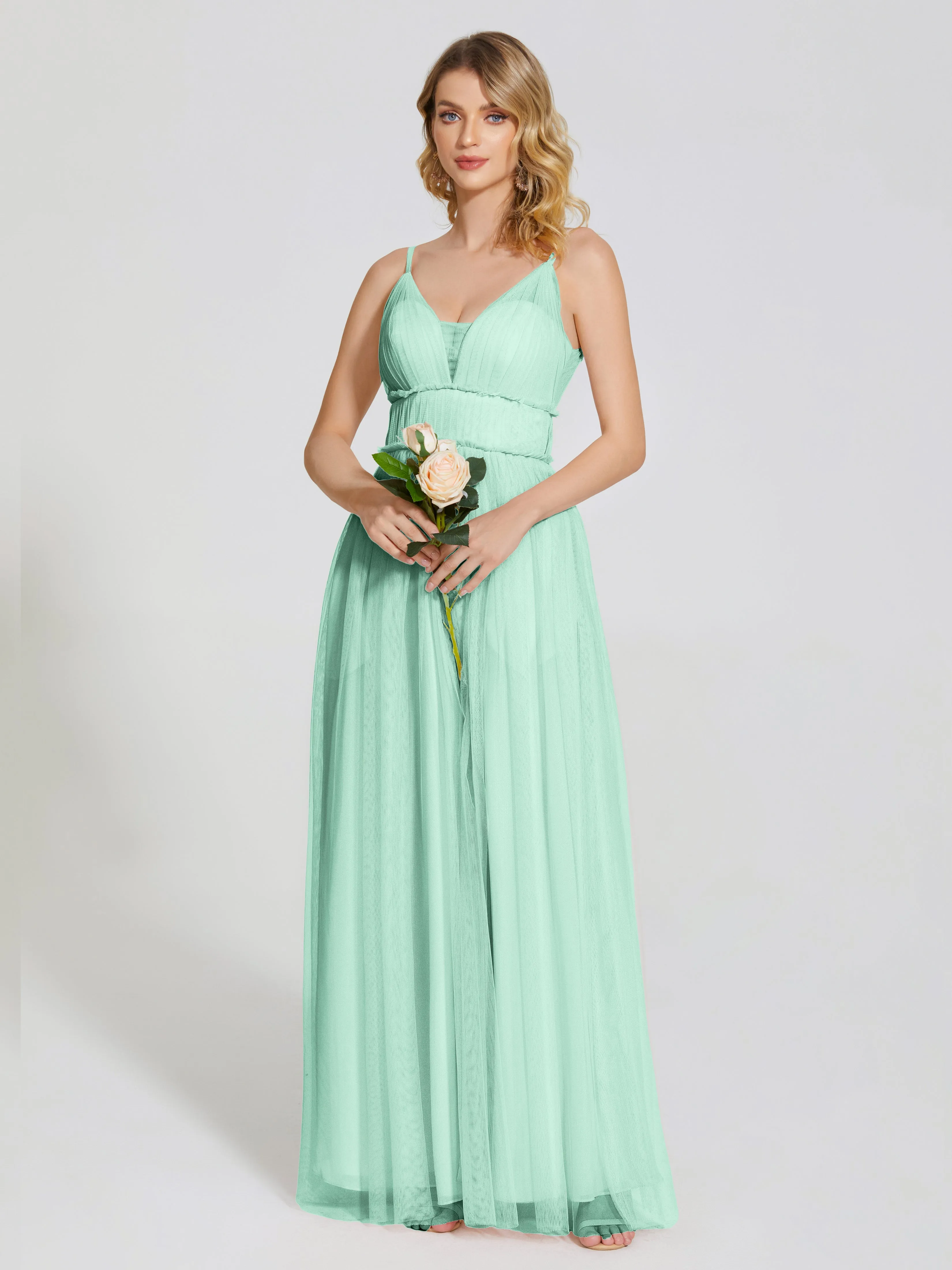 Alayna Elegant Spaghetti Straps Tulle Bridesmaid Dresses