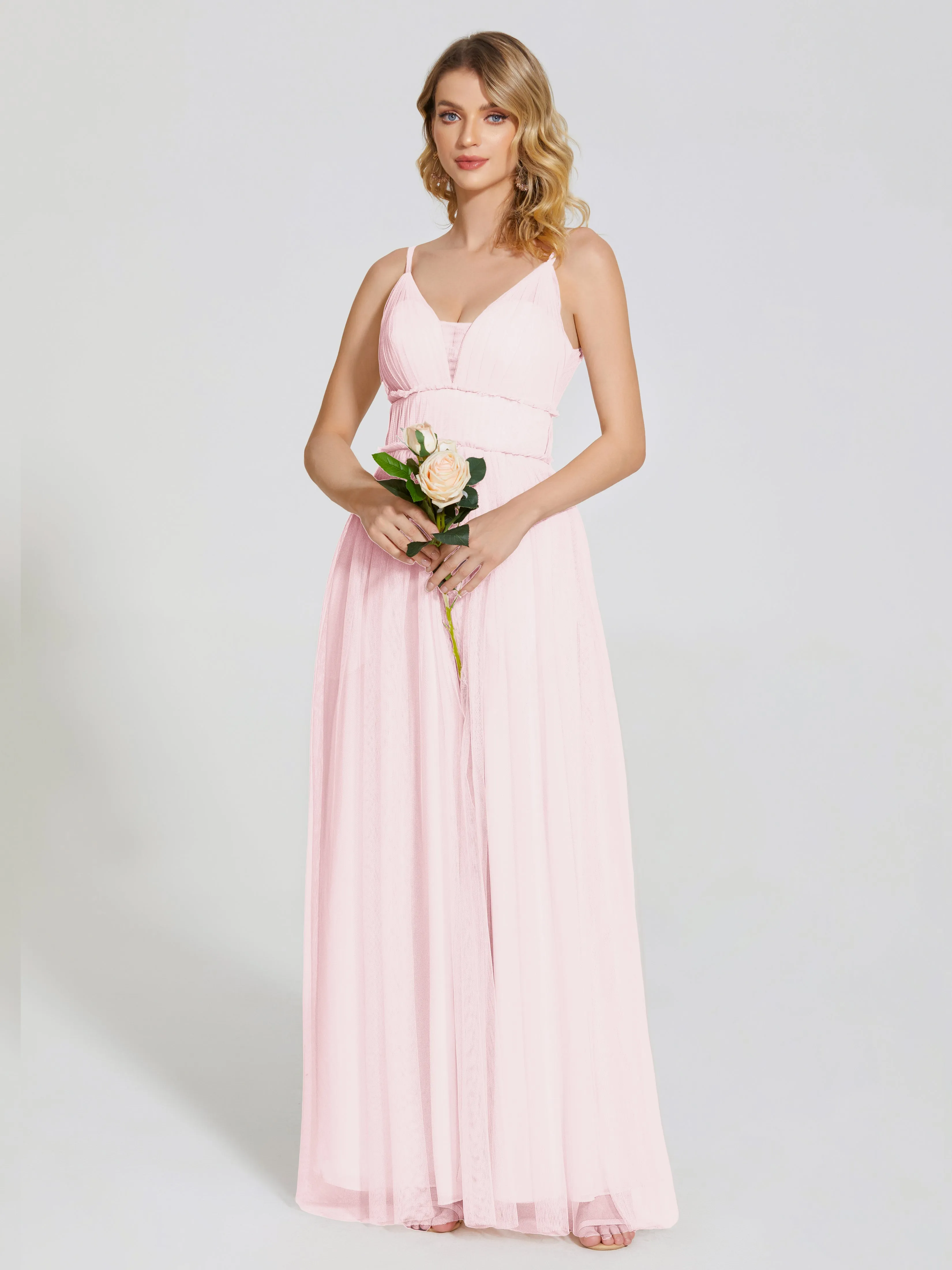 Alayna Elegant Spaghetti Straps Tulle Bridesmaid Dresses