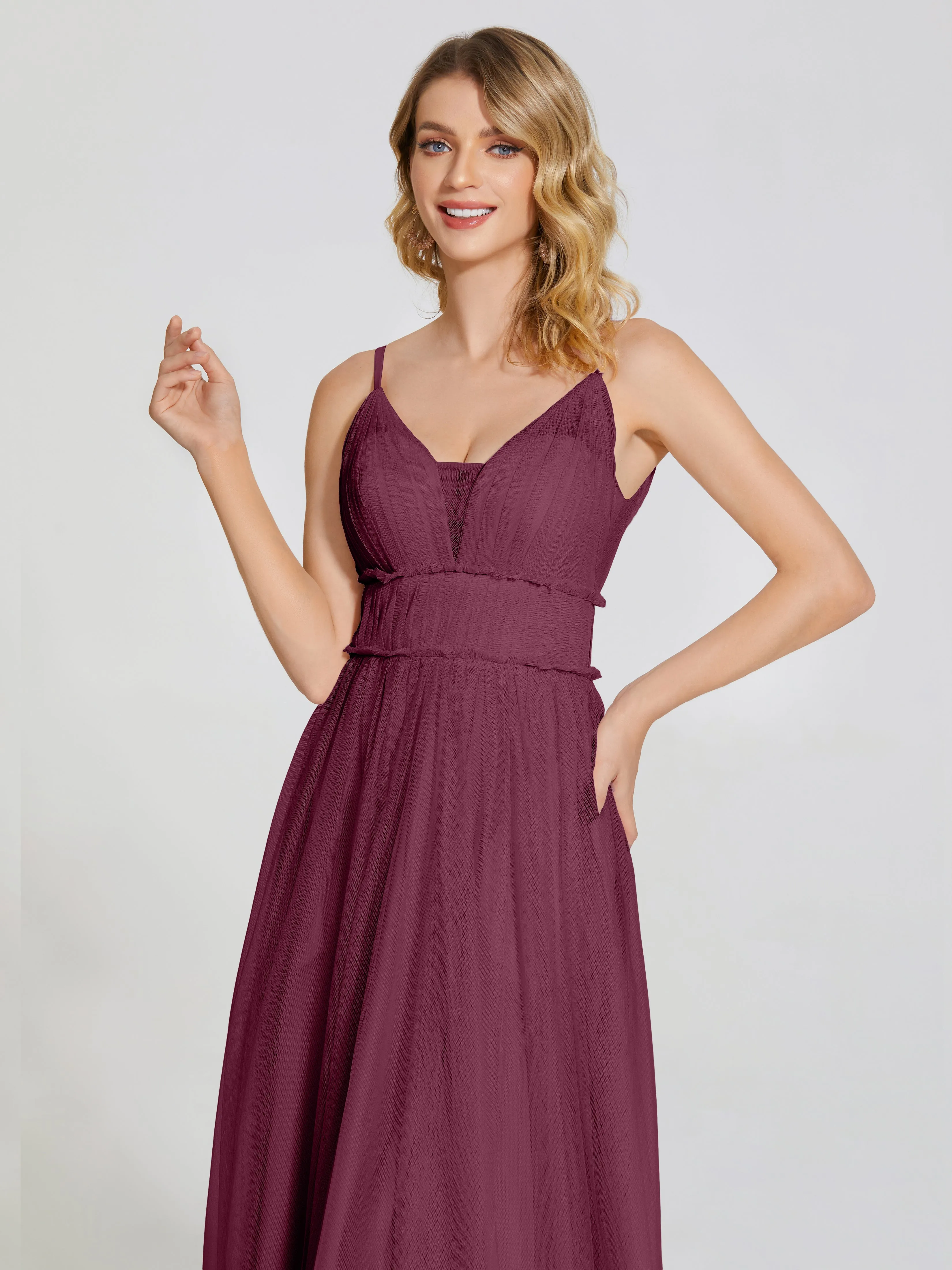 Alayna Elegant Spaghetti Straps Tulle Bridesmaid Dresses
