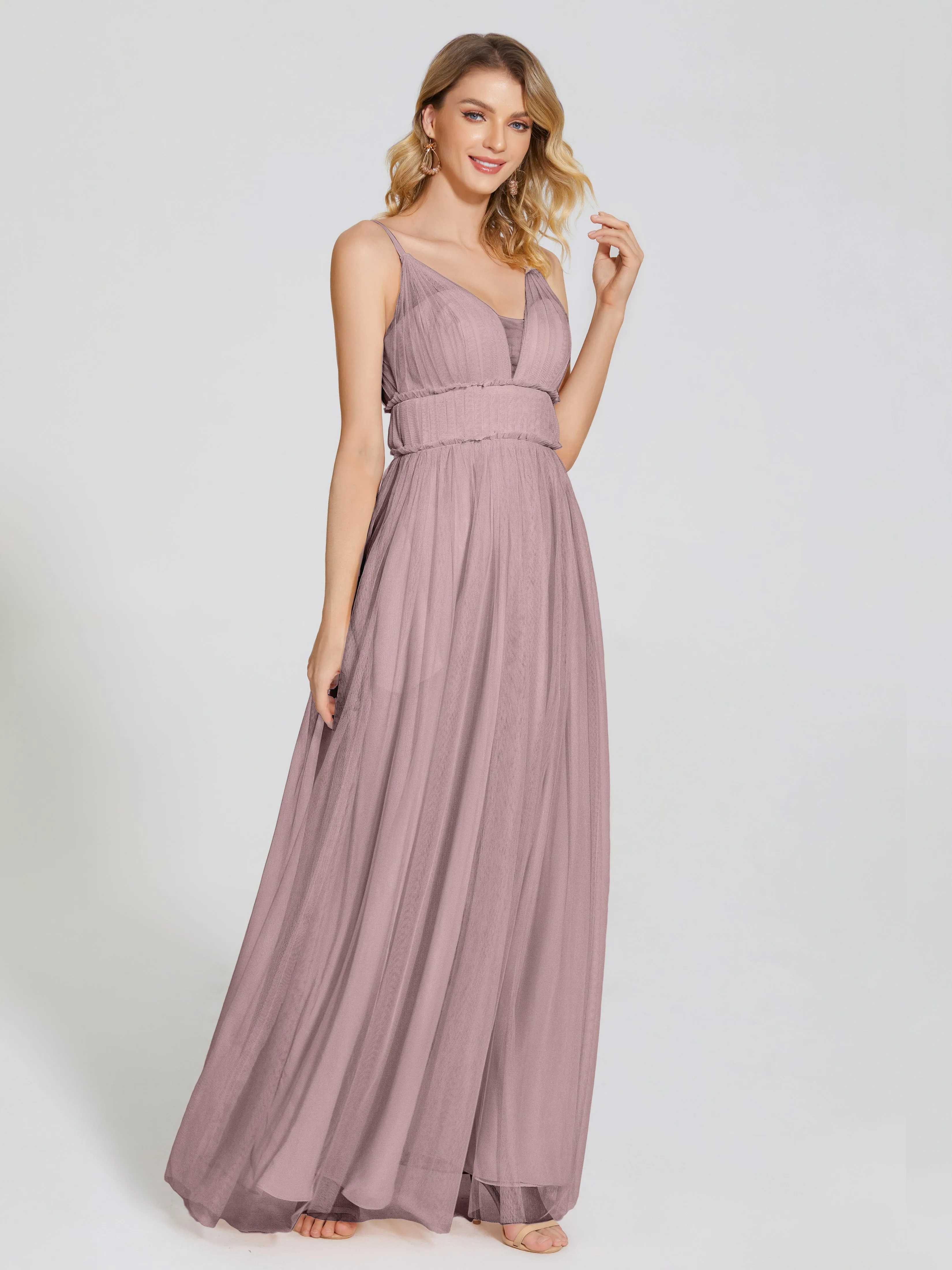 Alayna Elegant Spaghetti Straps Tulle Bridesmaid Dresses