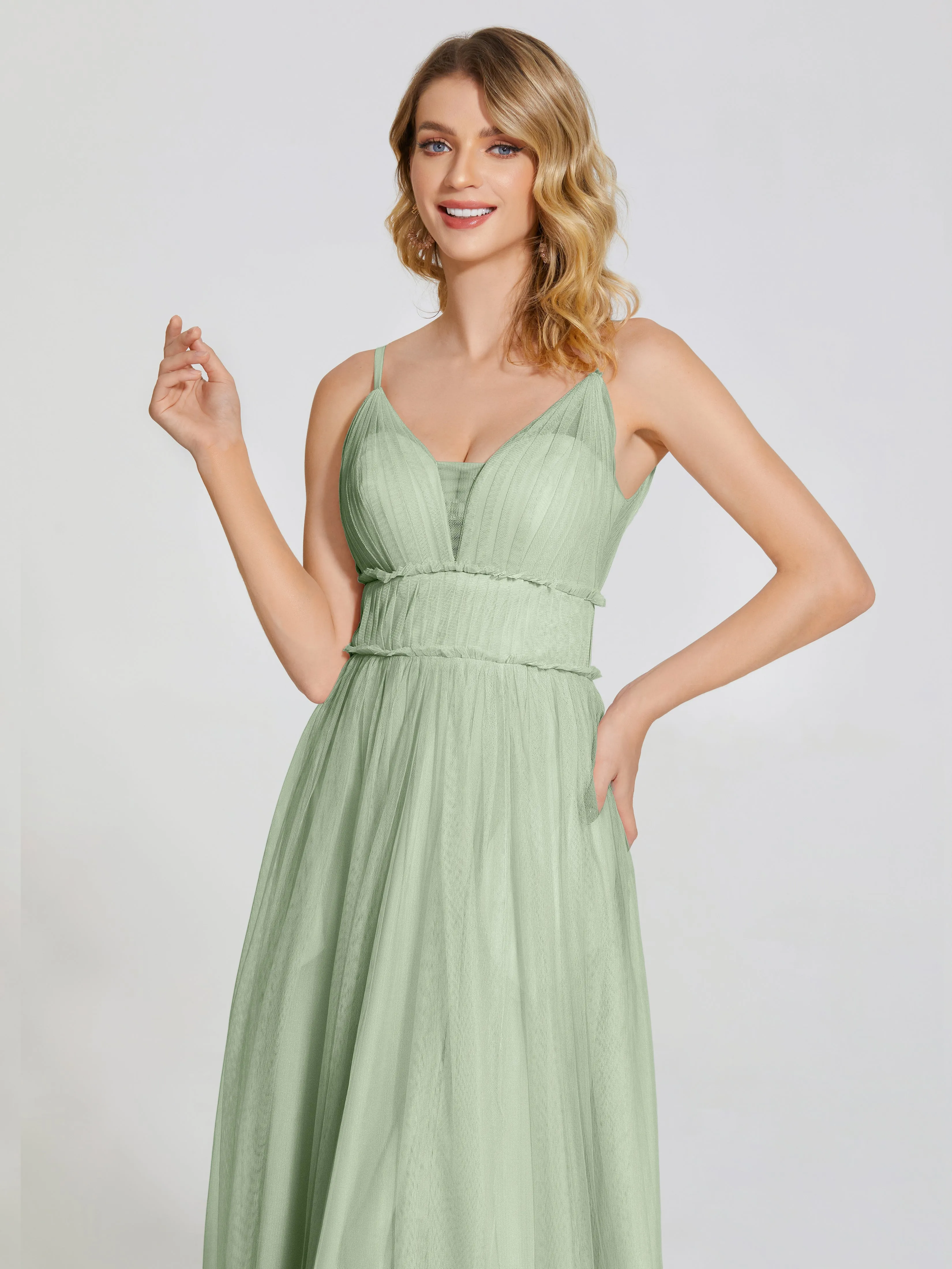 Alayna Elegant Spaghetti Straps Tulle Bridesmaid Dresses
