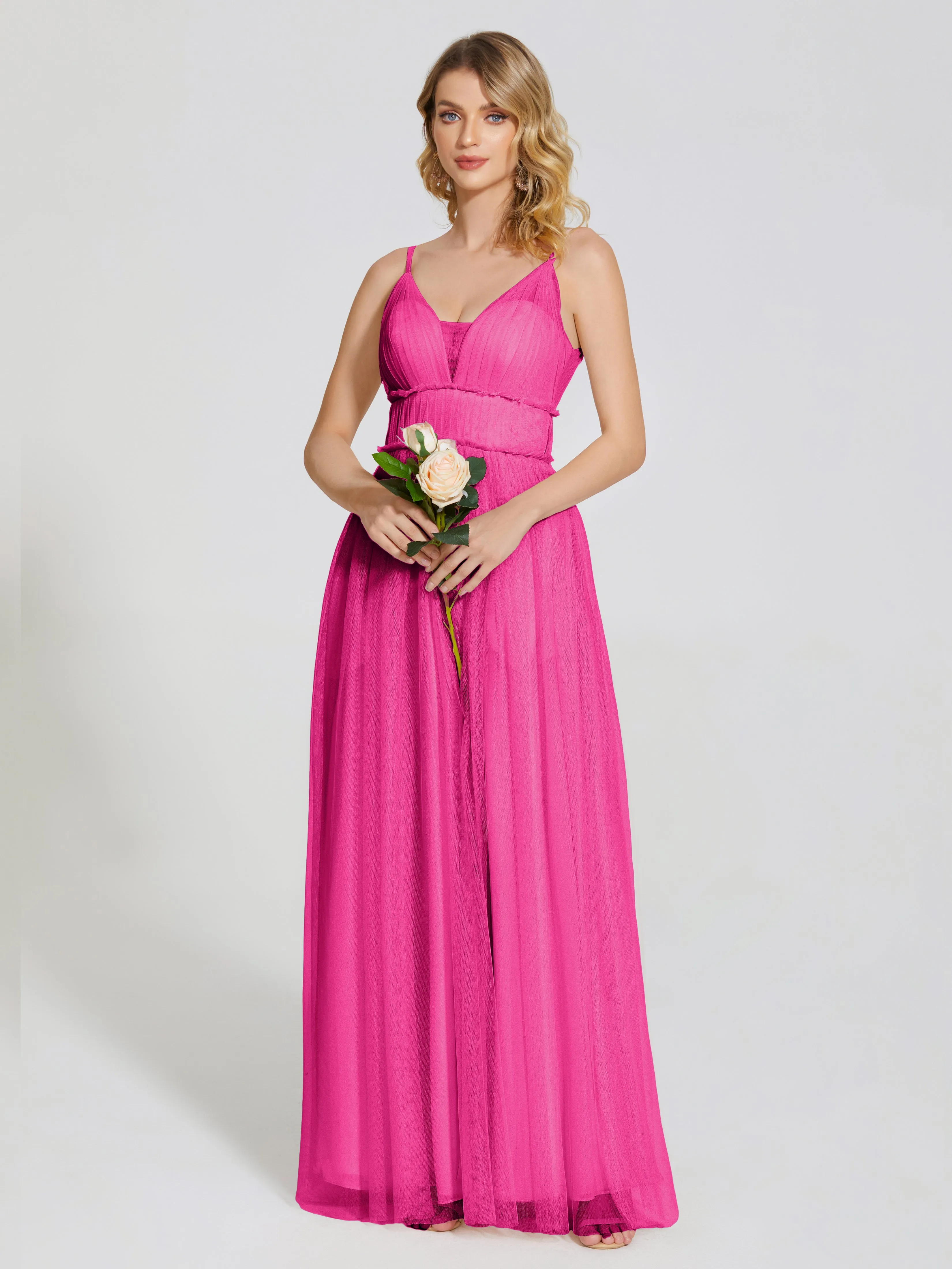 Alayna Elegant Spaghetti Straps Tulle Bridesmaid Dresses