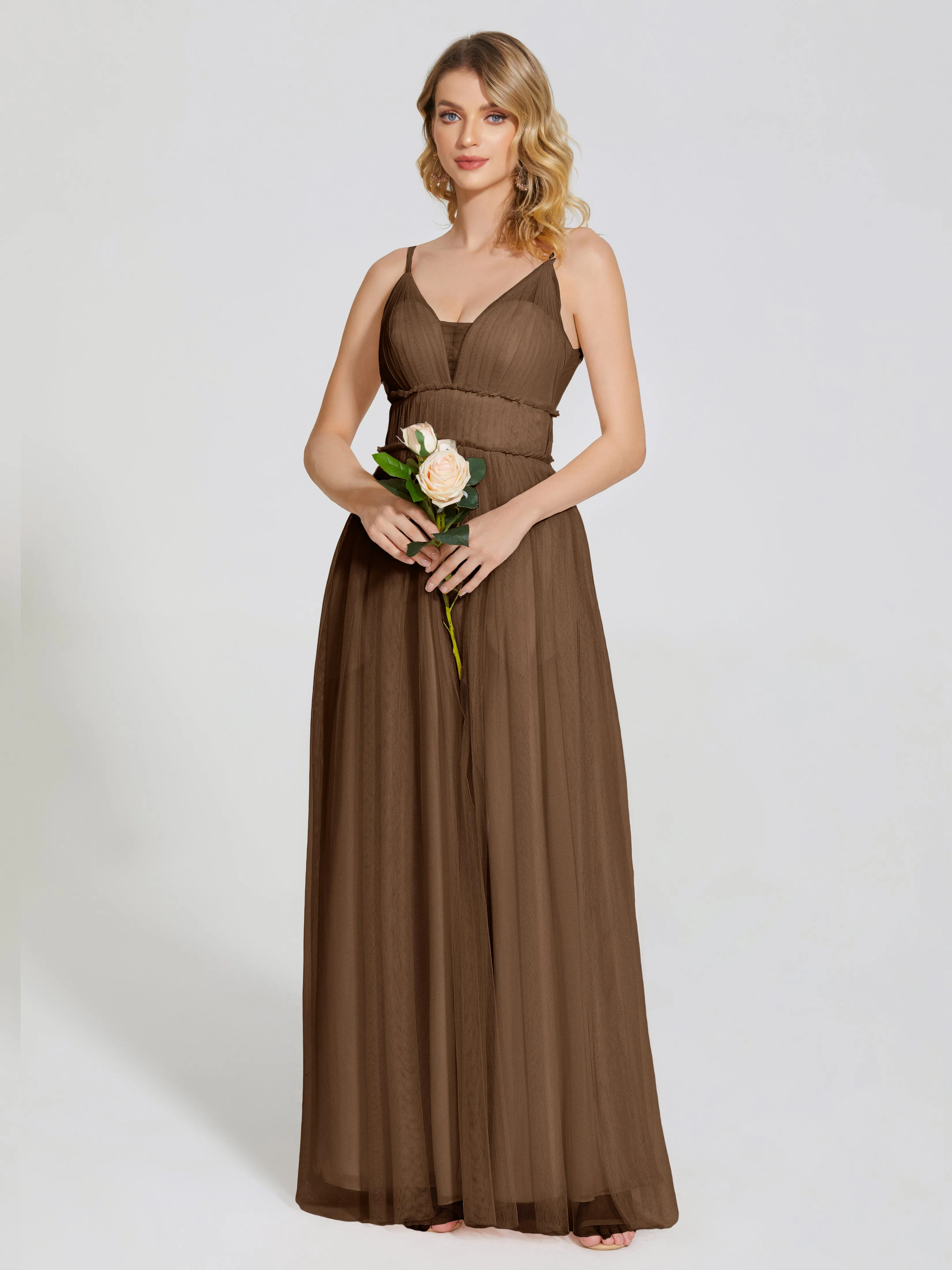 Alayna Elegant Spaghetti Straps Tulle Bridesmaid Dresses