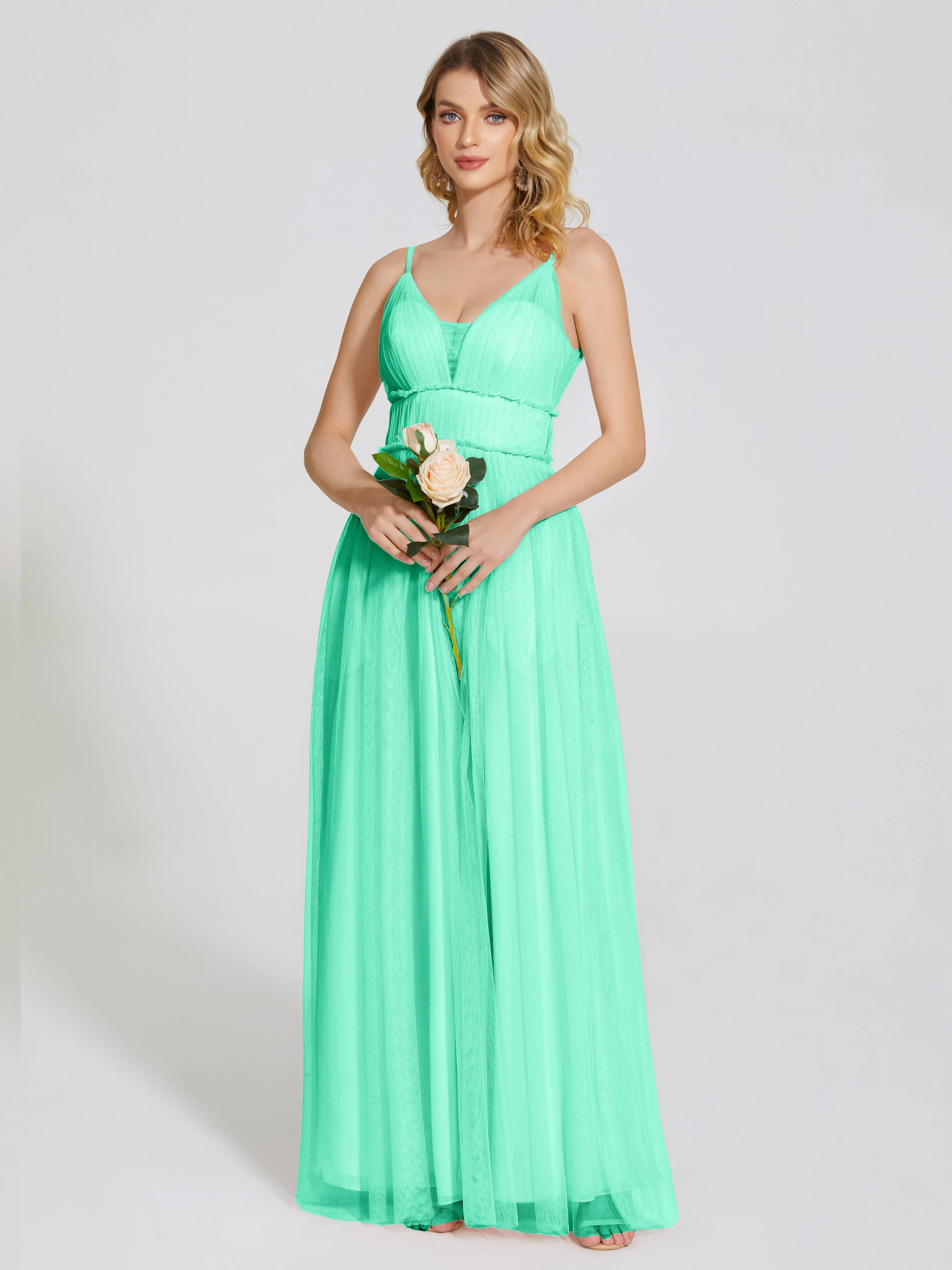 Alayna Elegant Spaghetti Straps Tulle Bridesmaid Dresses
