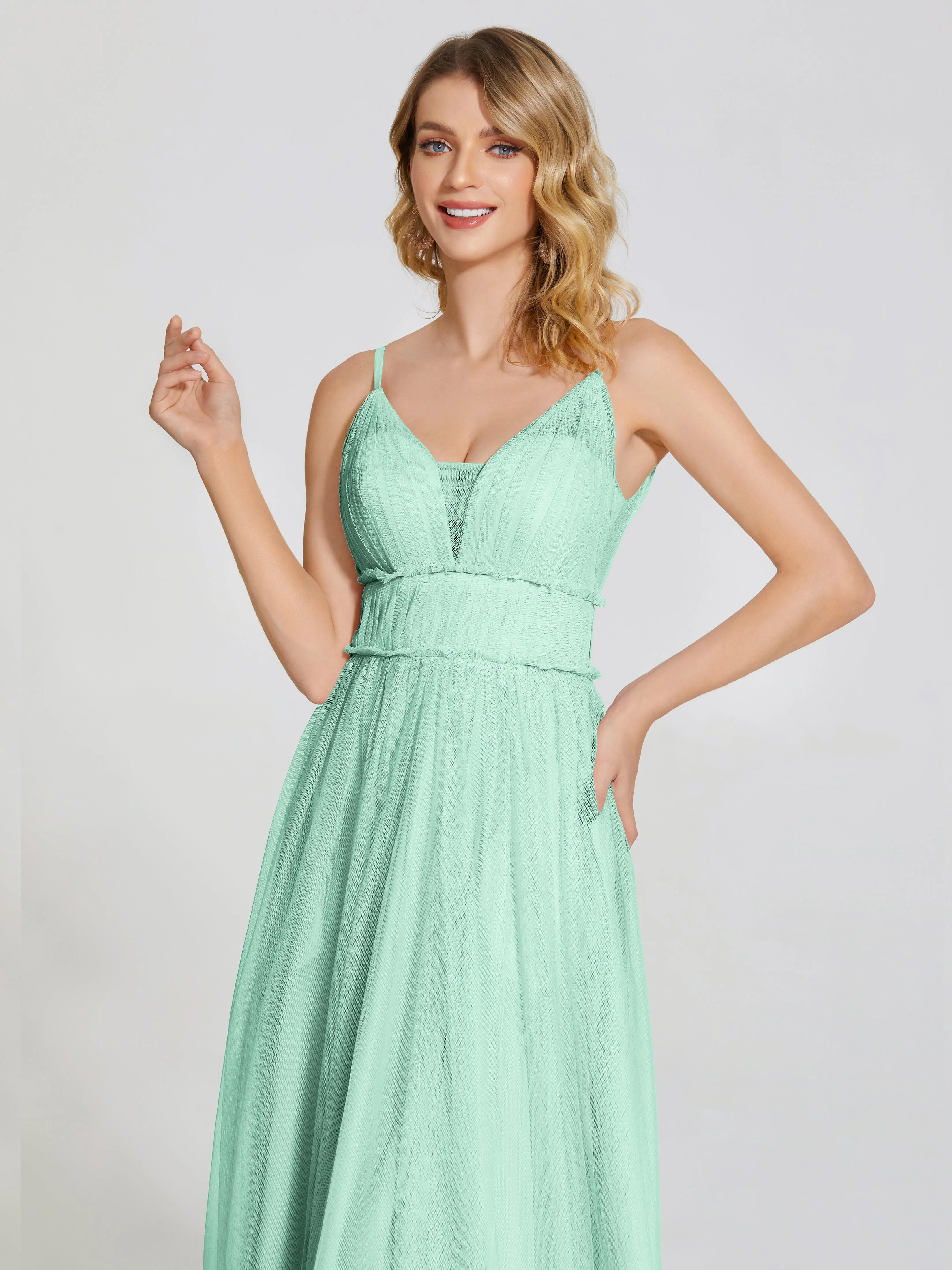 Alayna Elegant Spaghetti Straps Tulle Bridesmaid Dresses