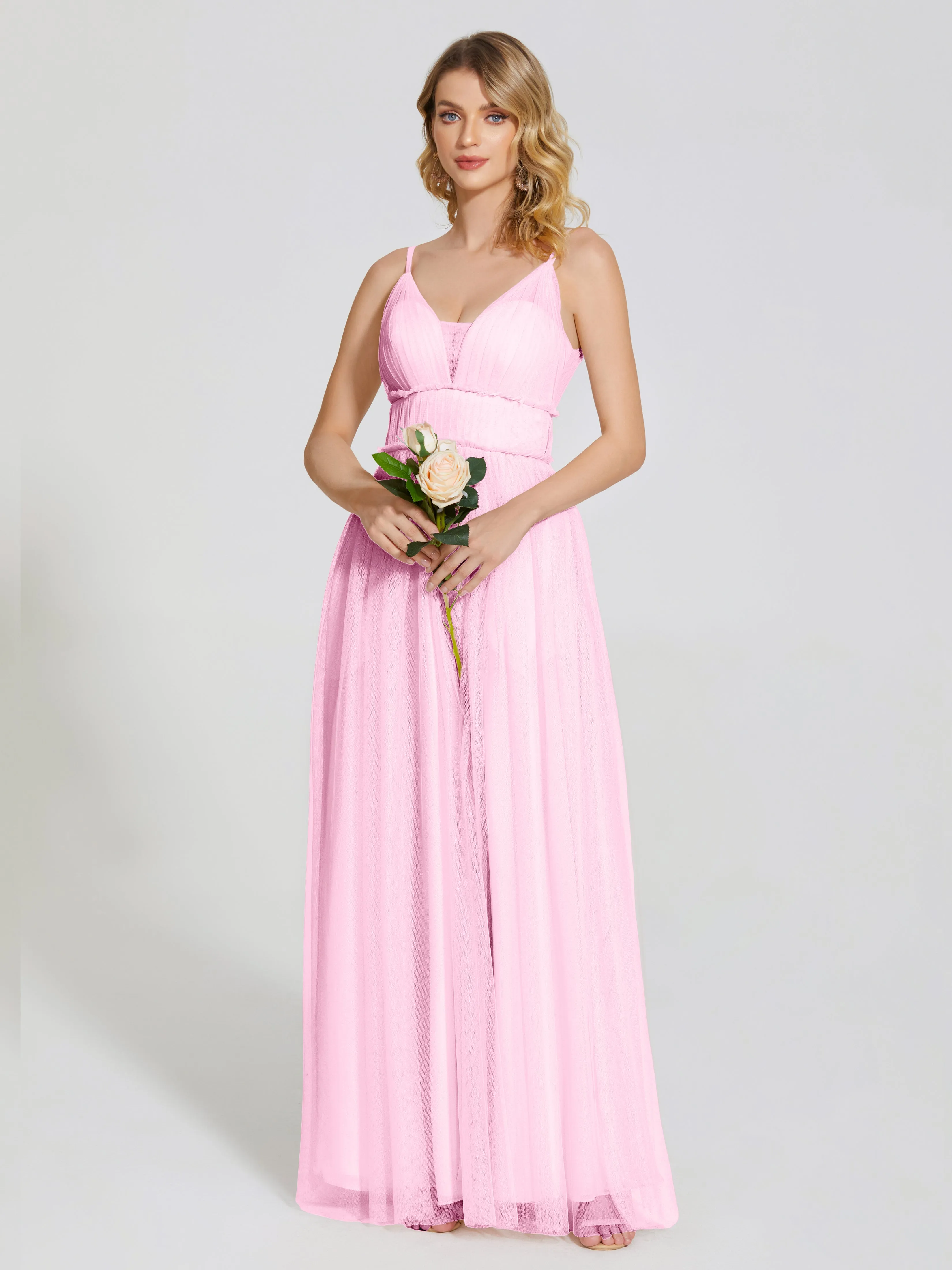 Alayna Elegant Spaghetti Straps Tulle Bridesmaid Dresses