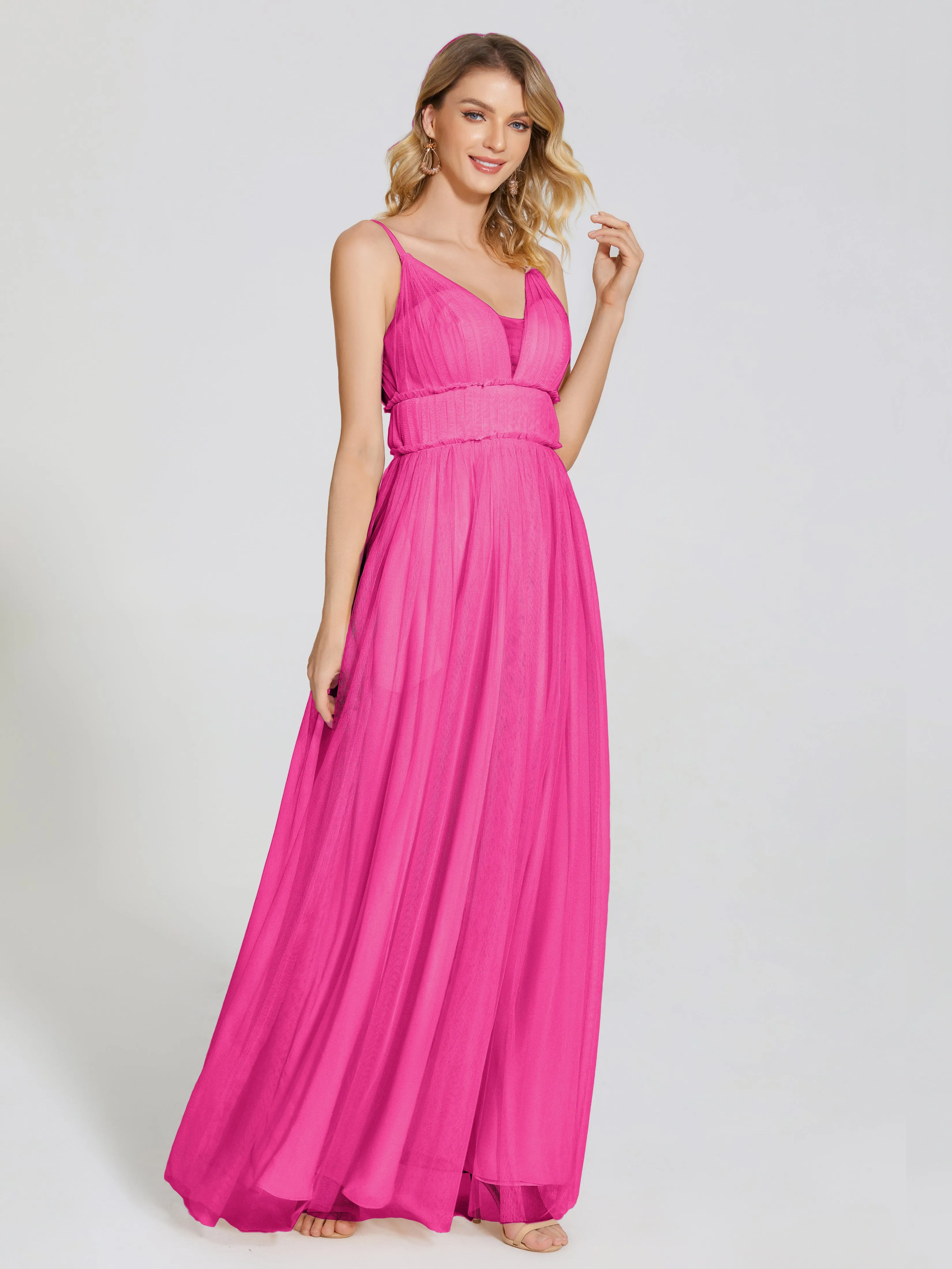 Alayna Elegant Spaghetti Straps Tulle Bridesmaid Dresses