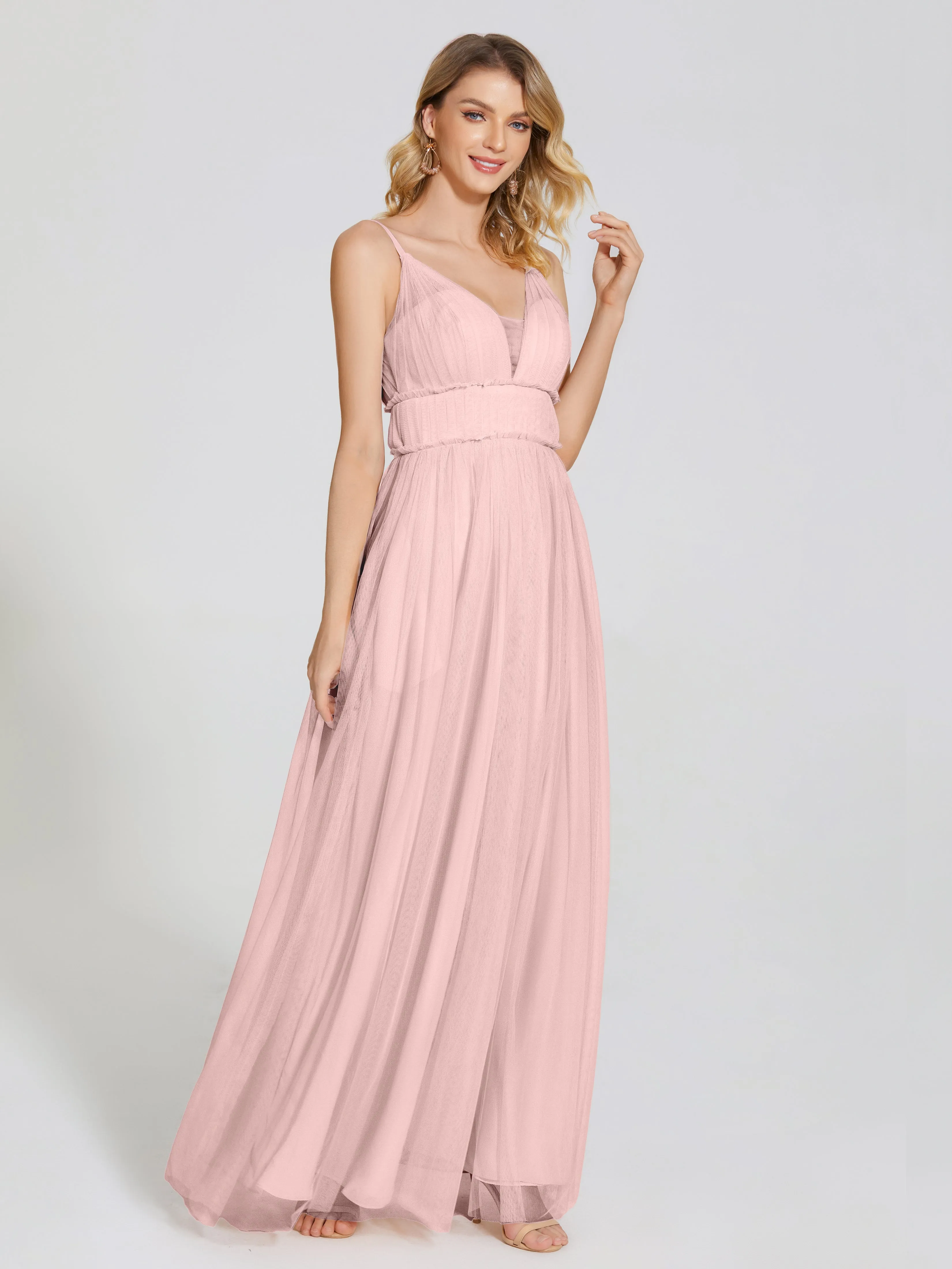Alayna Elegant Spaghetti Straps Tulle Bridesmaid Dresses