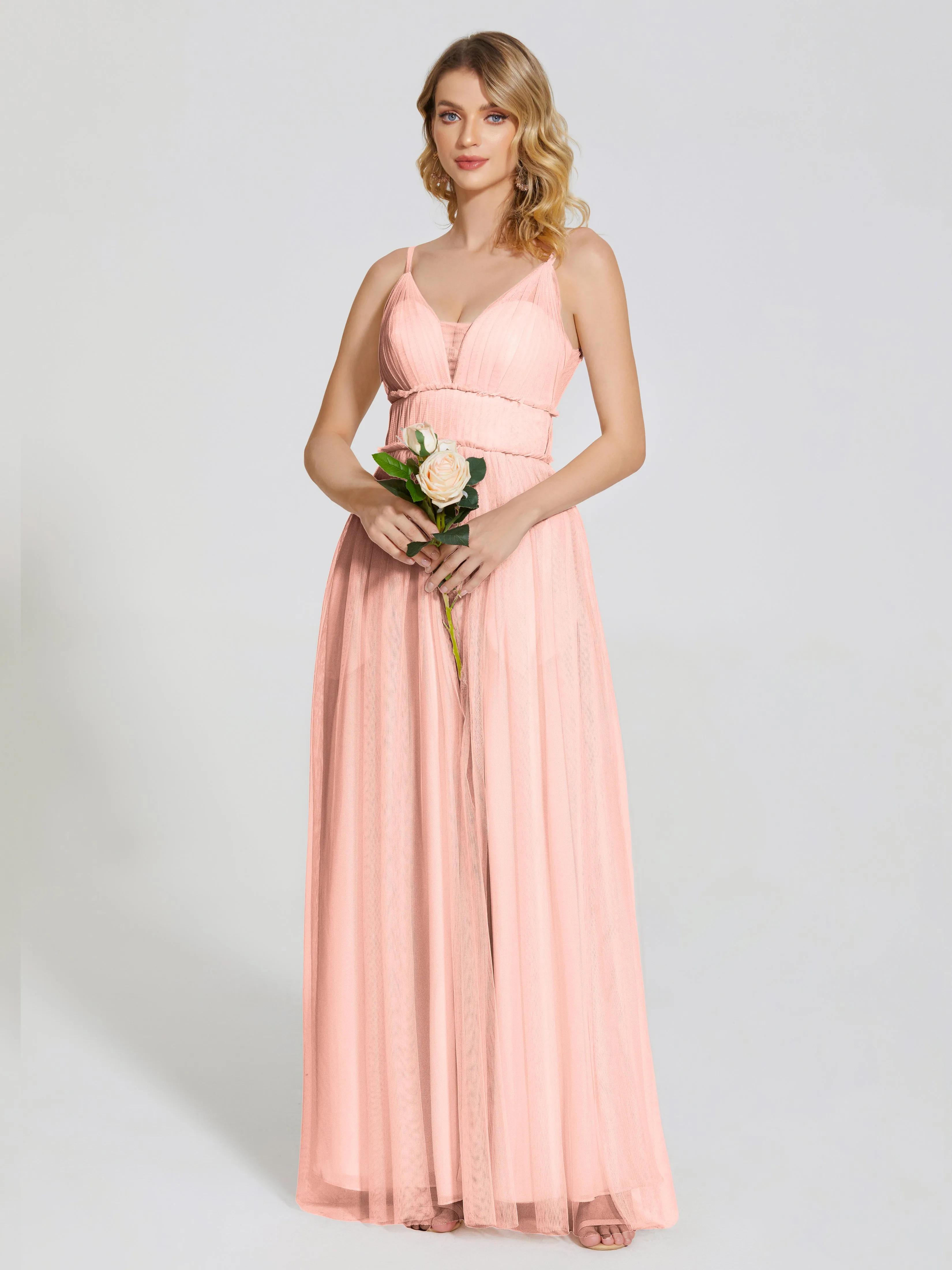 Alayna Elegant Spaghetti Straps Tulle Bridesmaid Dresses