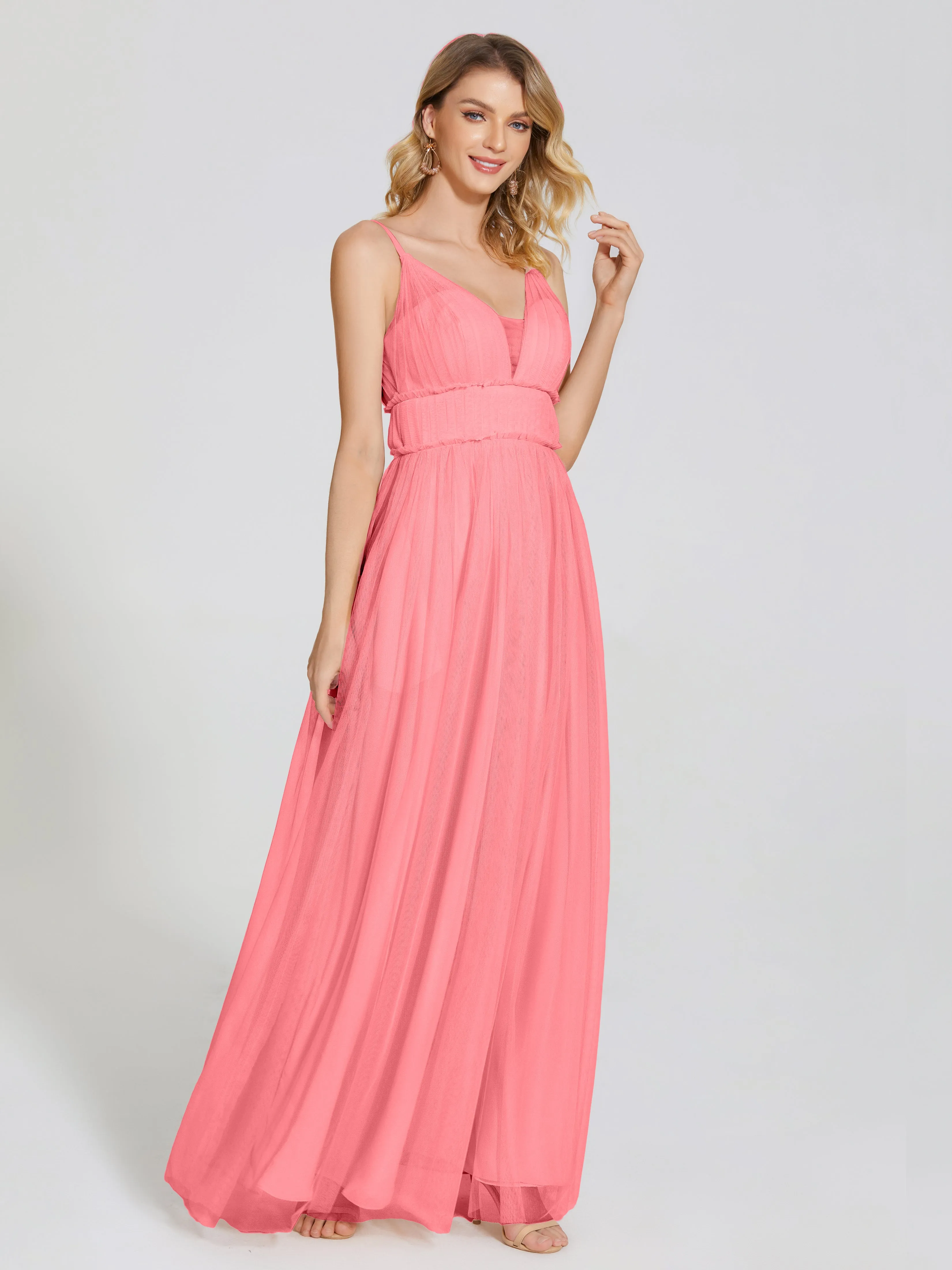 Alayna Elegant Spaghetti Straps Tulle Bridesmaid Dresses