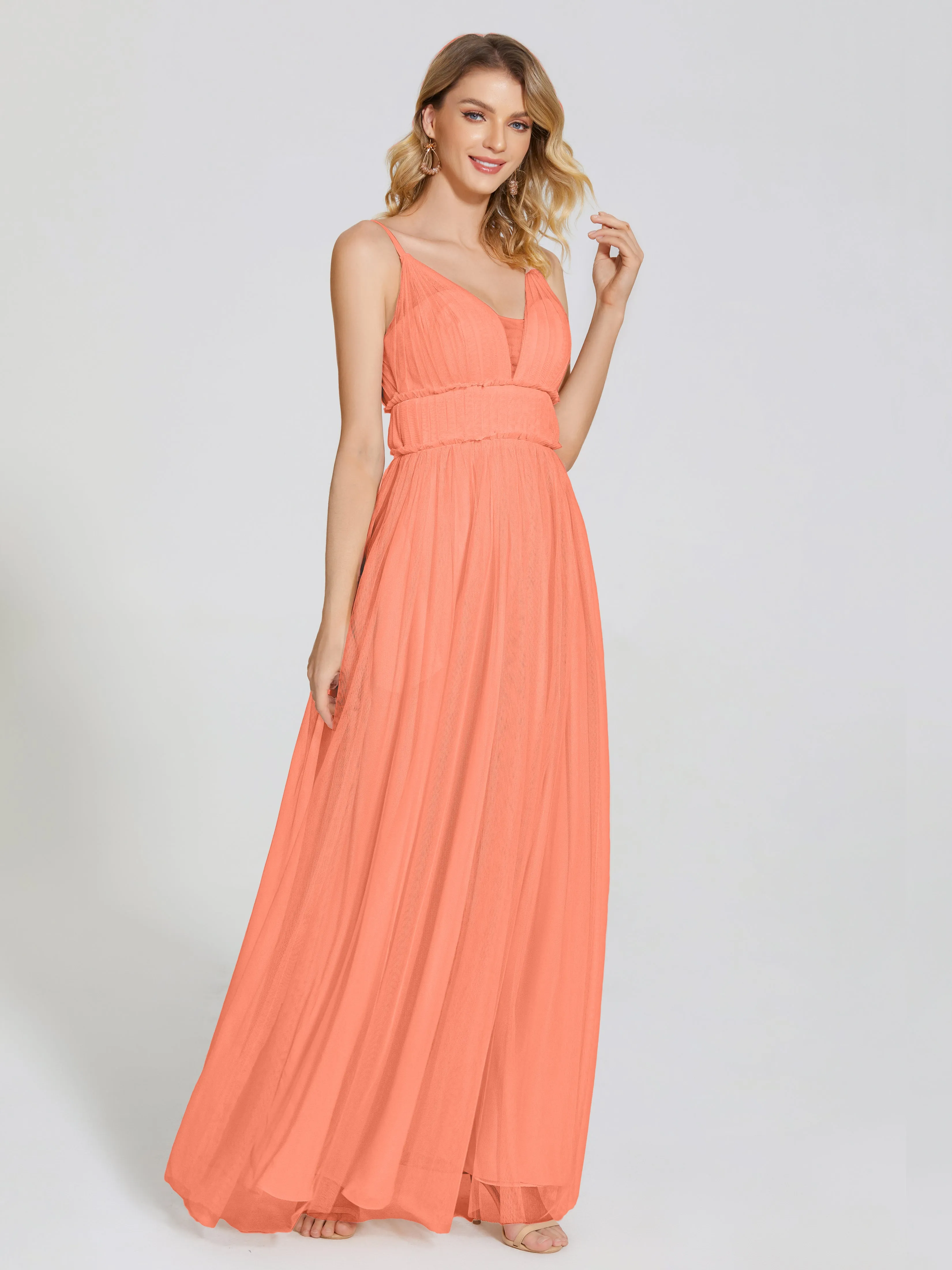 Alayna Elegant Spaghetti Straps Tulle Bridesmaid Dresses