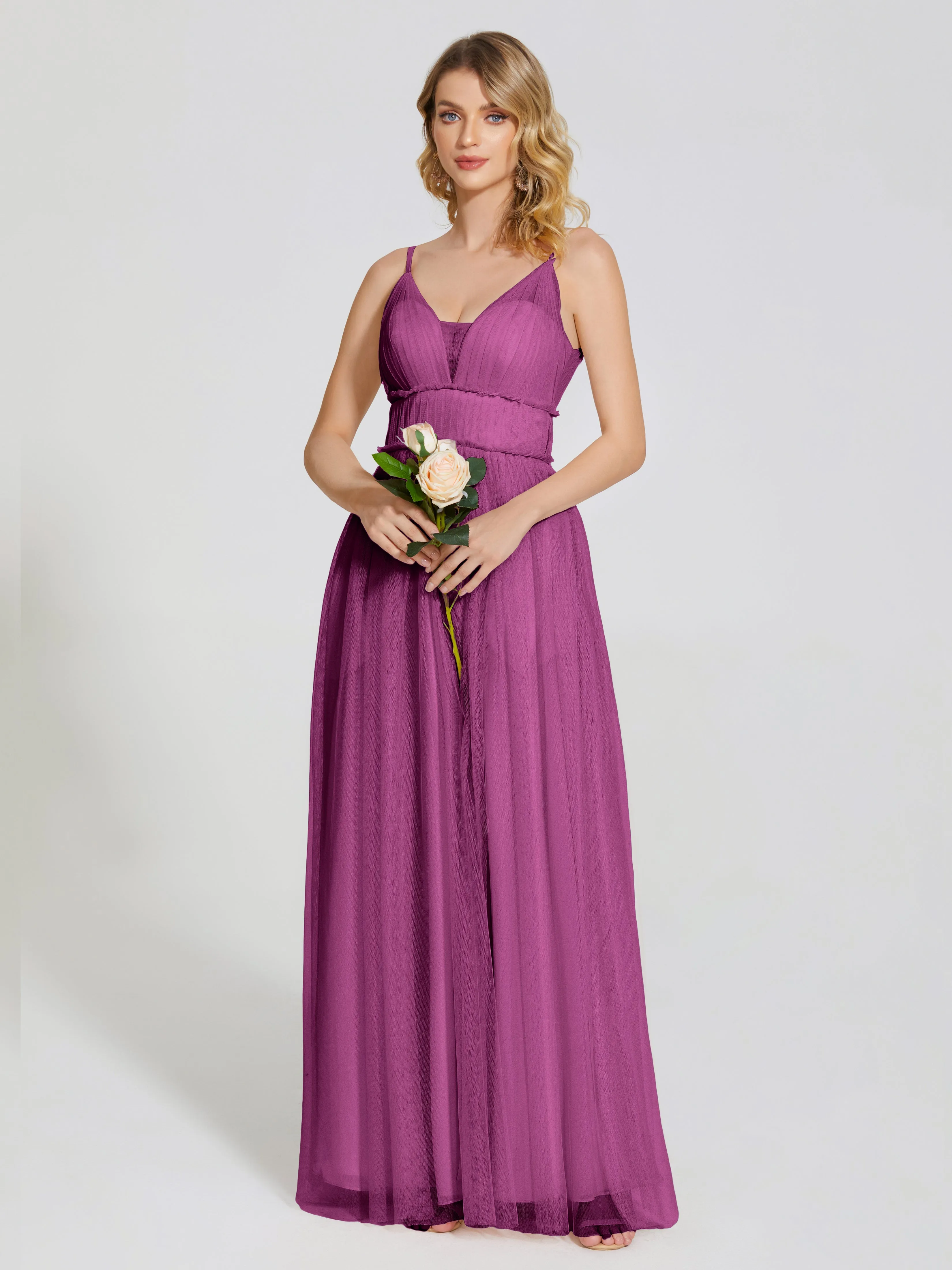 Alayna Elegant Spaghetti Straps Tulle Bridesmaid Dresses