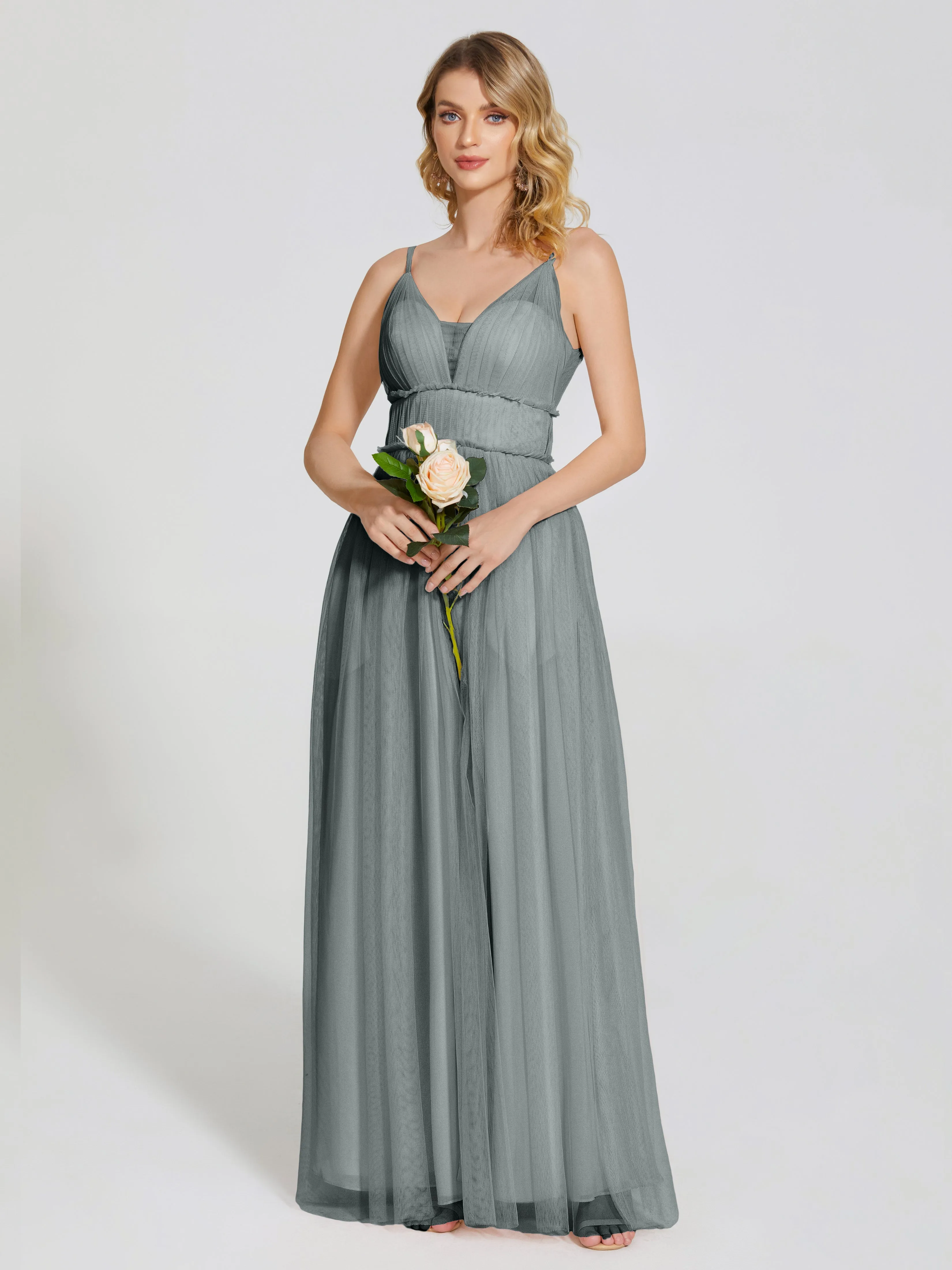 Alayna Elegant Spaghetti Straps Tulle Bridesmaid Dresses