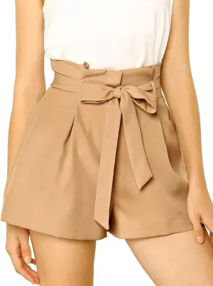 Allegra K Women's Summer Shorts with Pockets Casual 2025 Trendy Bowknot Tie High Waist Paperbag Shorts