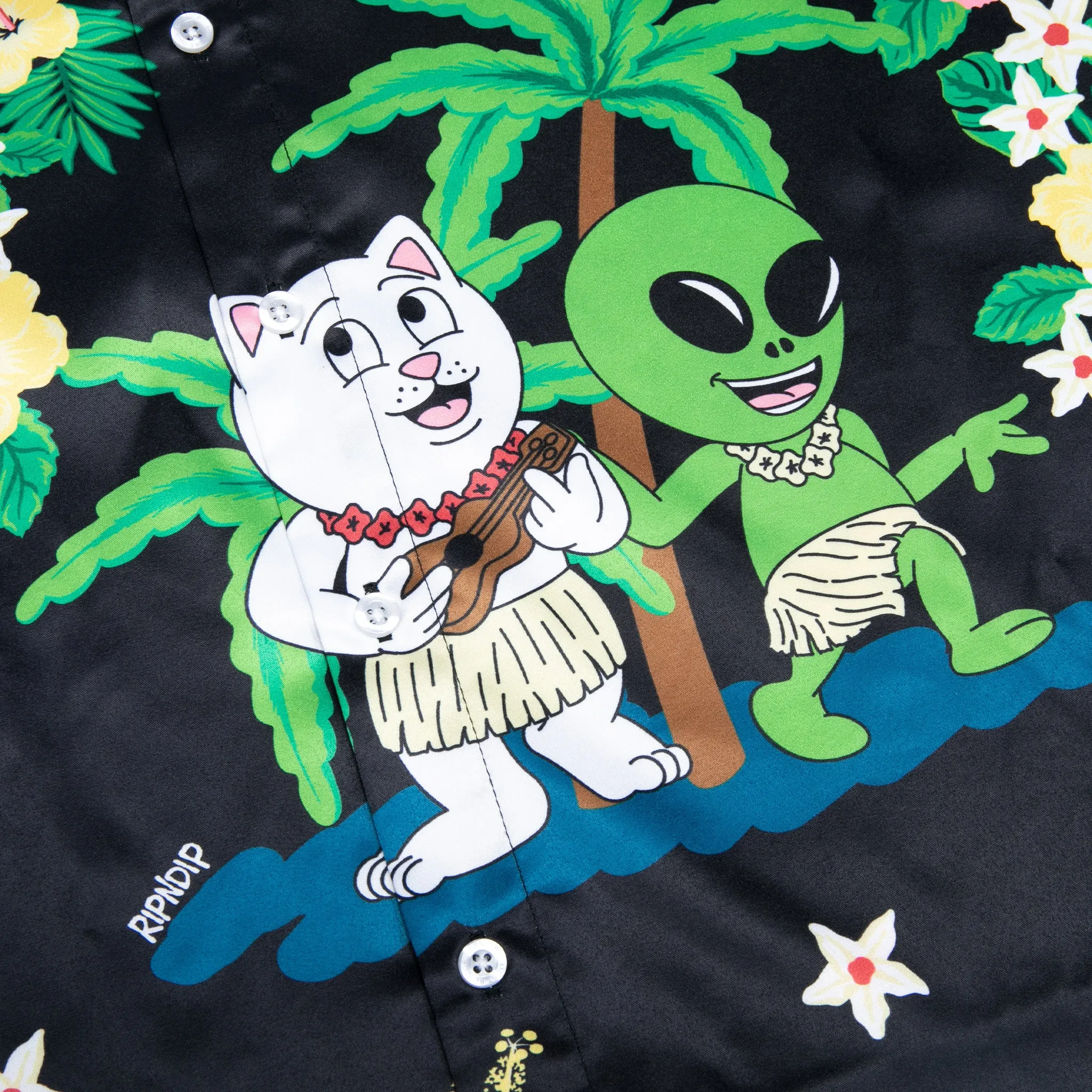 Aloha Nerm Short Sleeve Button Up (Black)