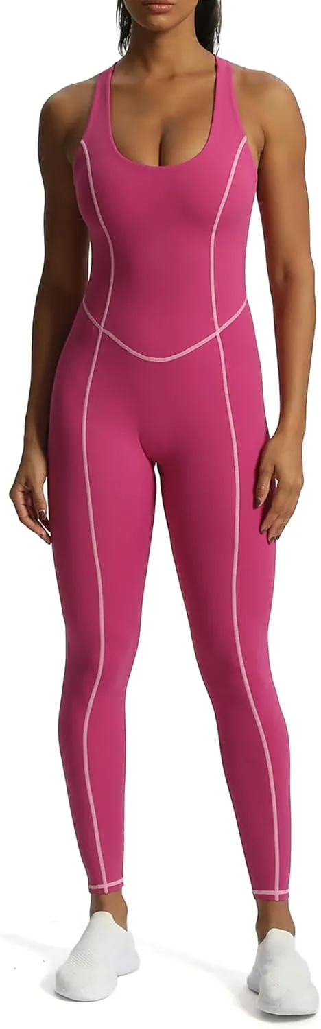Aoxjox Workout Jumpsuit for Women Brooke Cross Back One Piece Scrunch Gym Yoga Sports Bras Jumpsuits