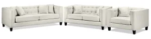 Astin Sofa, Loveseat and Chair and a Half Set - Wheat