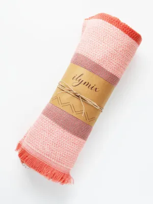 Autumn Plaid Blanket Scarf In Pink Gray