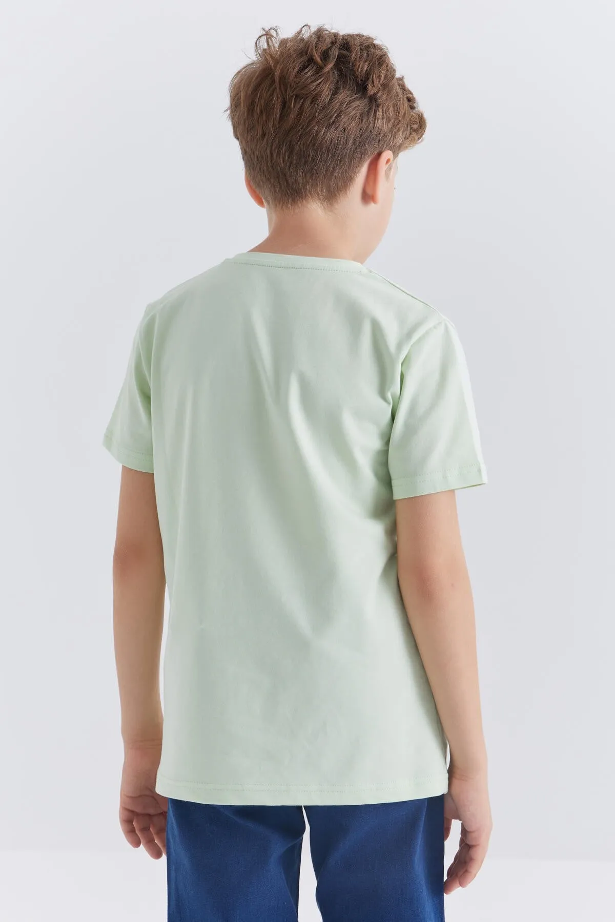 baskili o yaka kisa kollu standart kalip erkek çocuk t-shirt - 10867