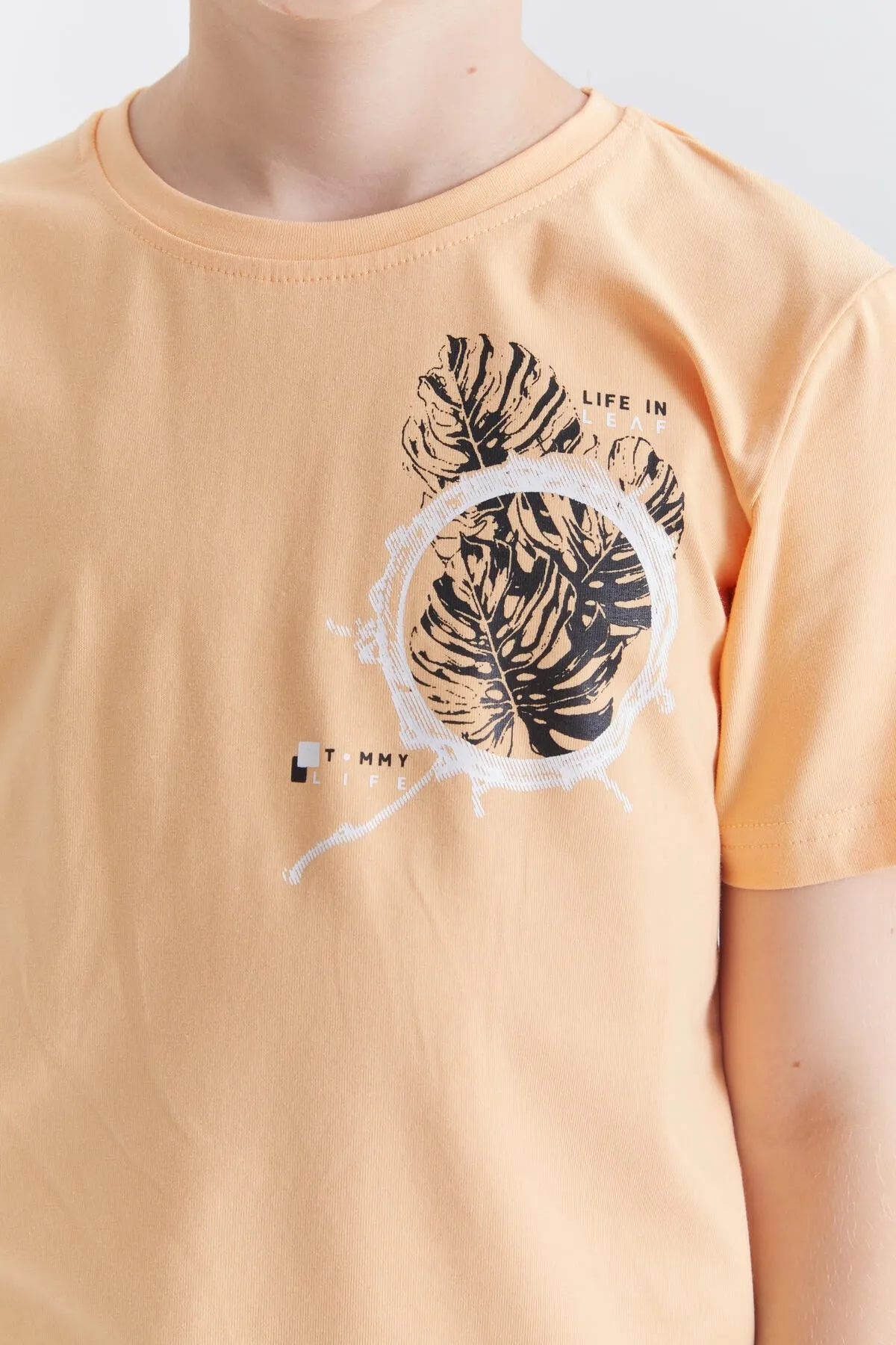 baskili o yaka kisa kollu standart kalip erkek çocuk t-shirt - 10867