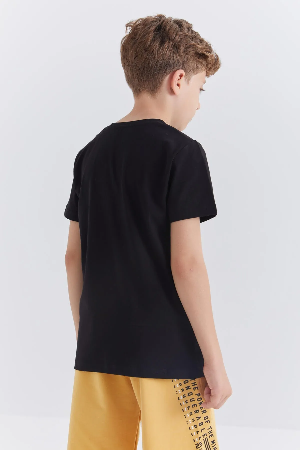 baskili o yaka kisa kollu standart kalip erkek çocuk t-shirt - 10867