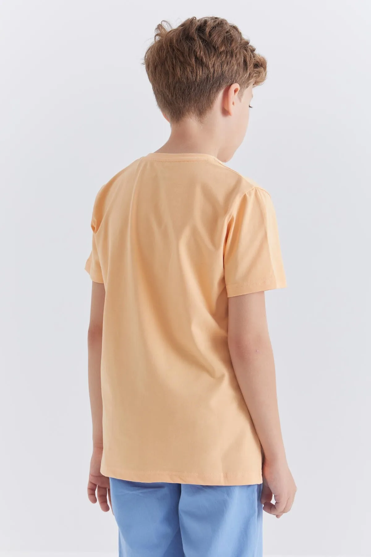 baskili o yaka kisa kollu standart kalip erkek çocuk t-shirt - 10867