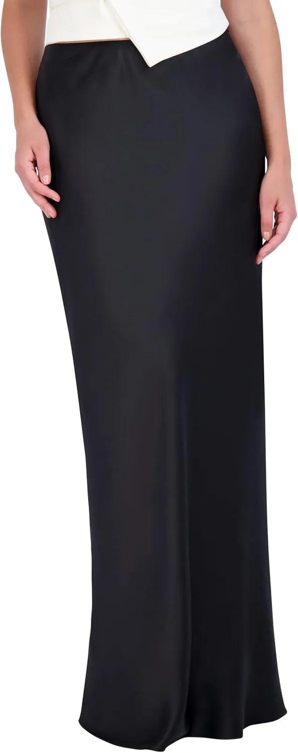 BCBGMAXAZRIA Women's A Line Satin Maxi Skirt