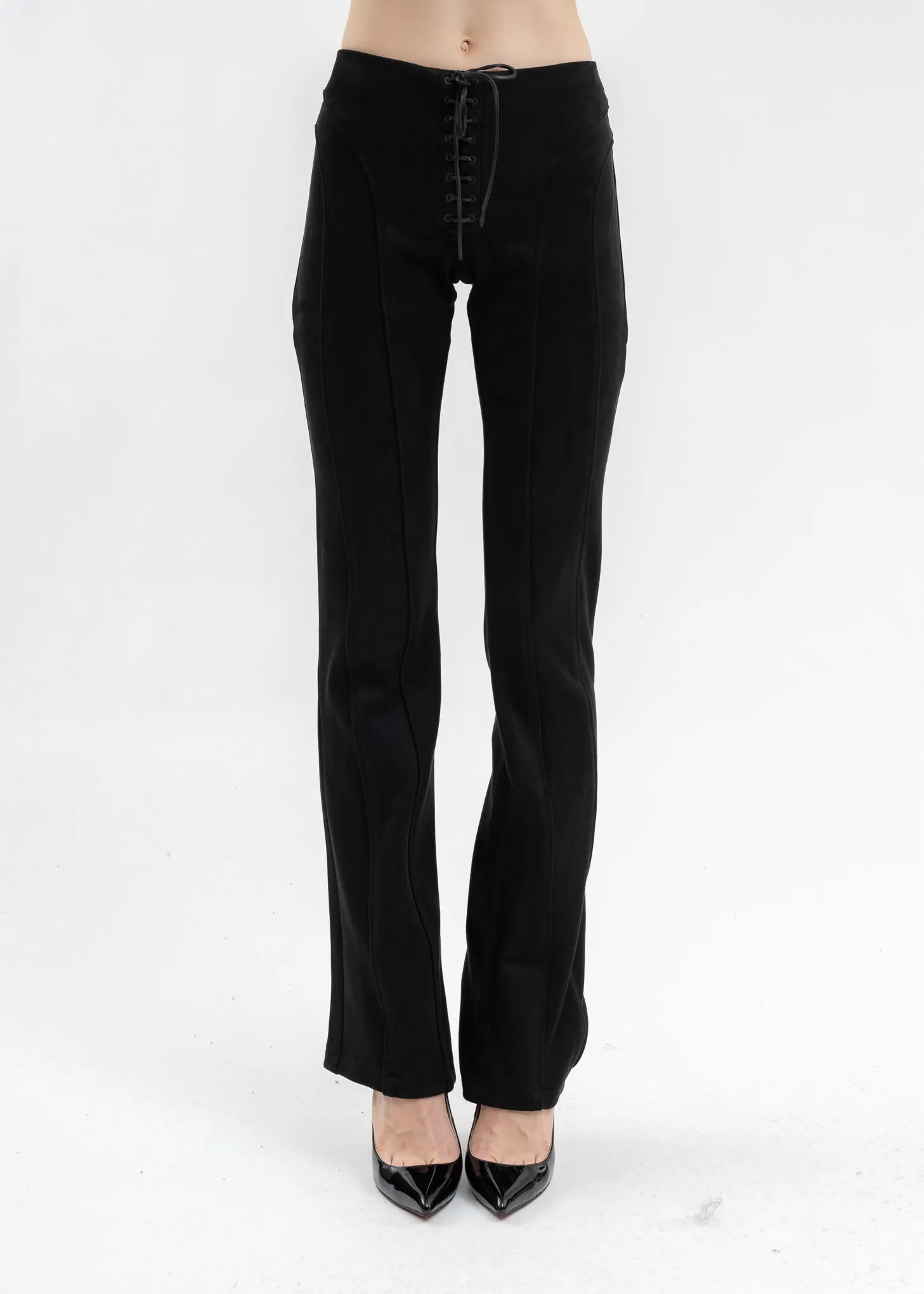 BLACK LARA VEGAN SUEDE TROUSERS