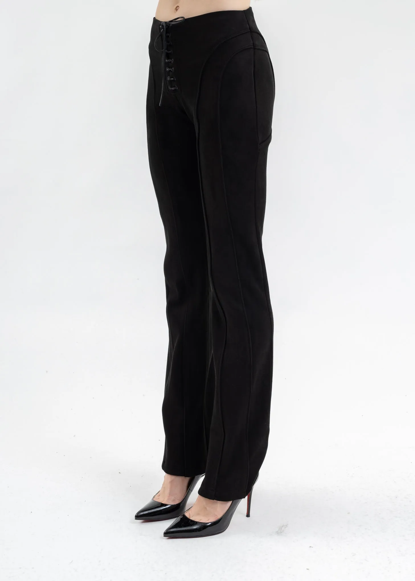 BLACK LARA VEGAN SUEDE TROUSERS