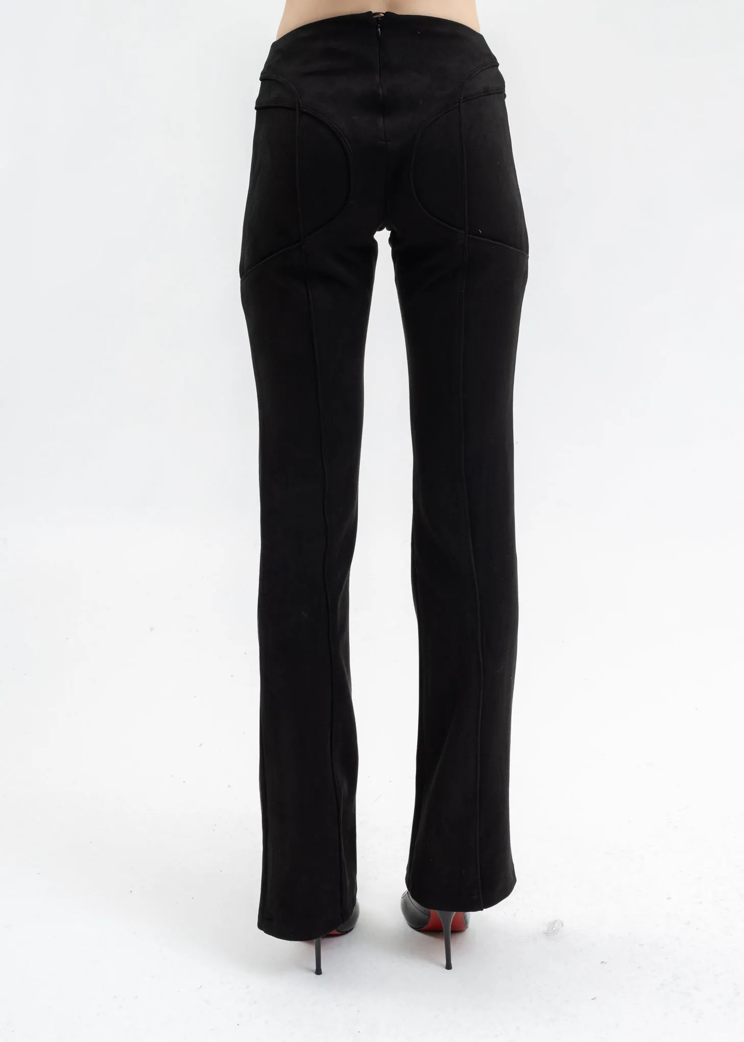 BLACK LARA VEGAN SUEDE TROUSERS
