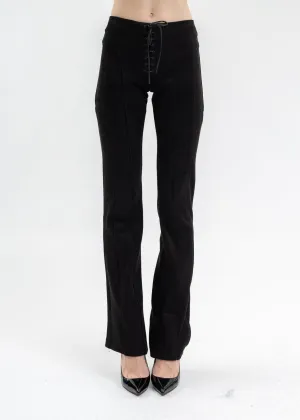 BLACK LARA VEGAN SUEDE TROUSERS