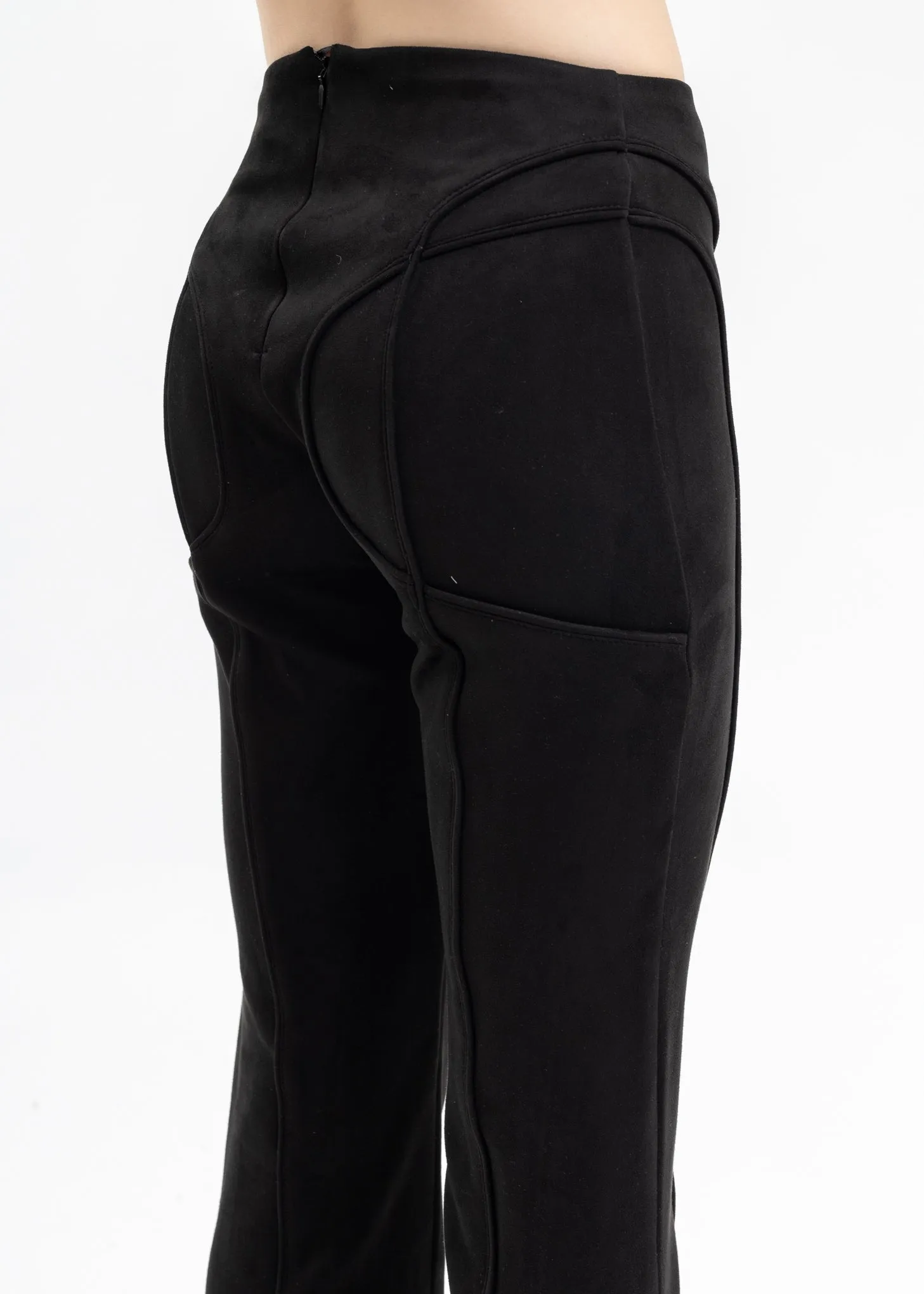 BLACK LARA VEGAN SUEDE TROUSERS