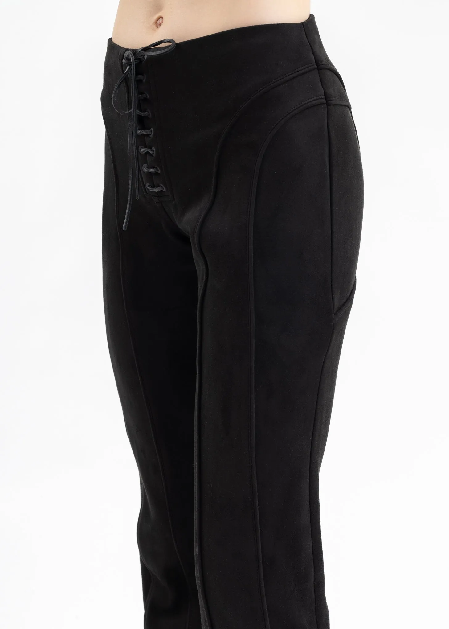 BLACK LARA VEGAN SUEDE TROUSERS