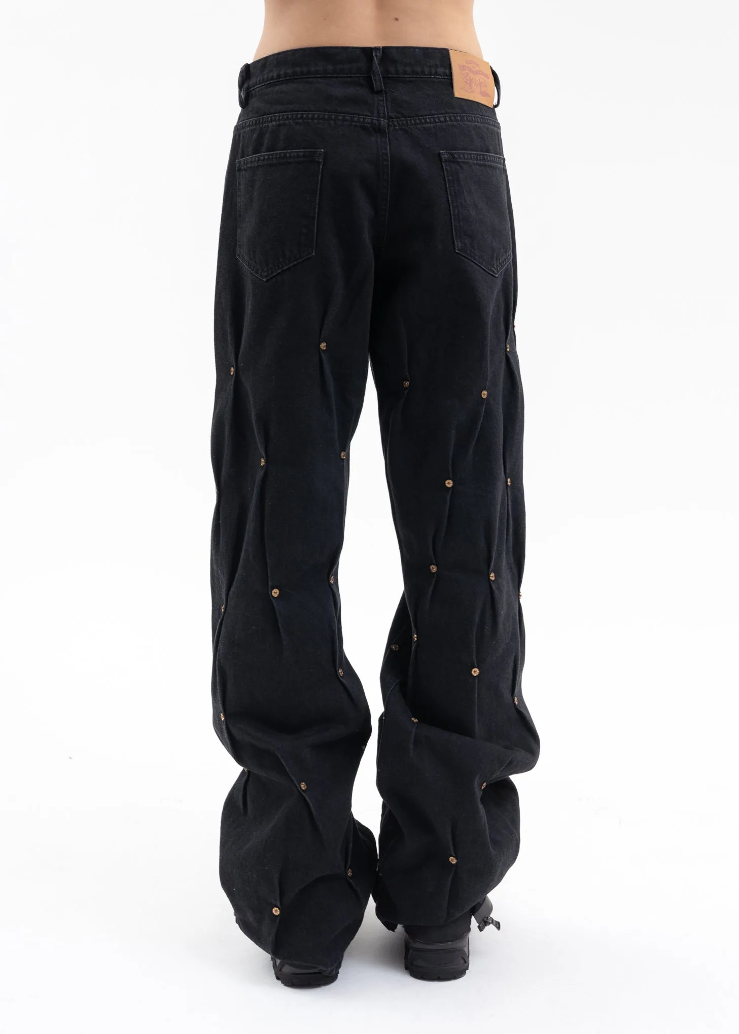 BLACK MULTI RIVET DENIM PANTS